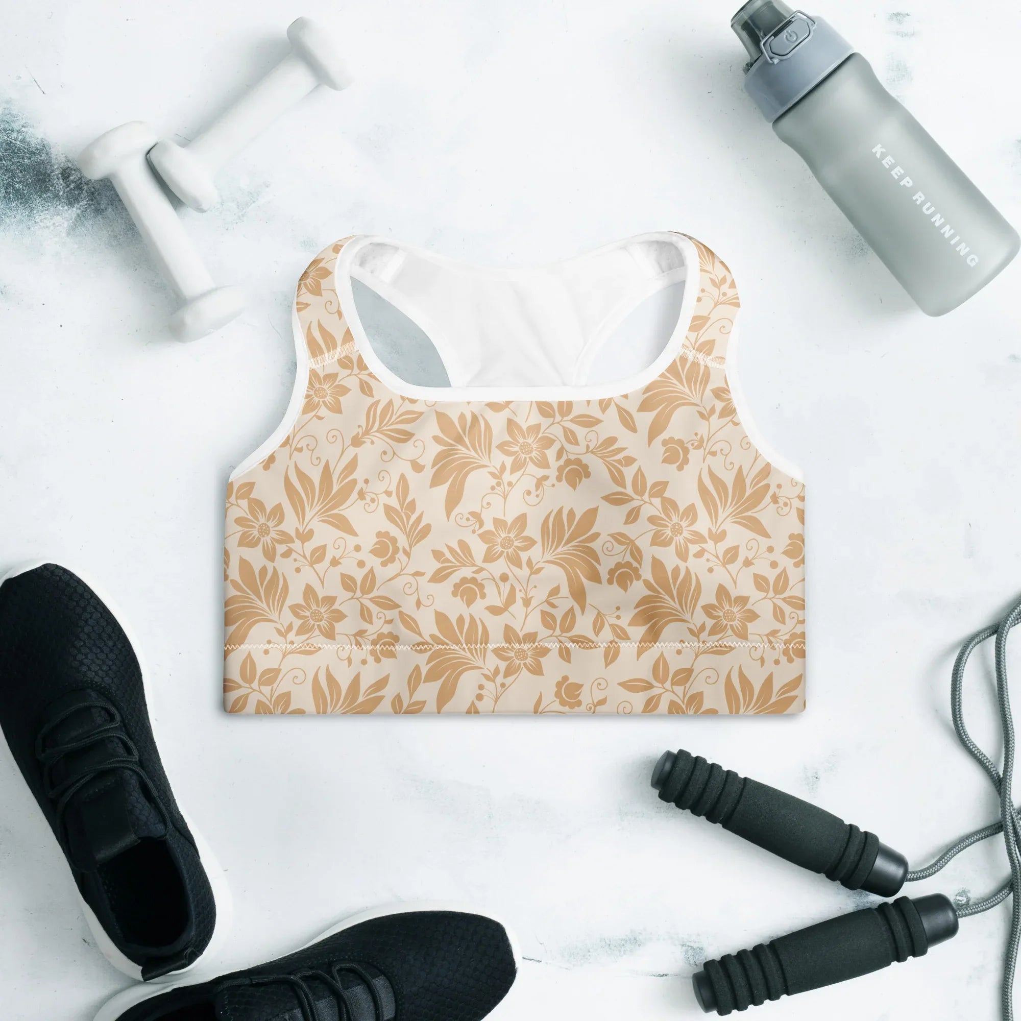 Padded Sports Bra Sports Bra AwRans Clothing all-over-print-padded-sports-bra-white-front-67ec0cec2b71c