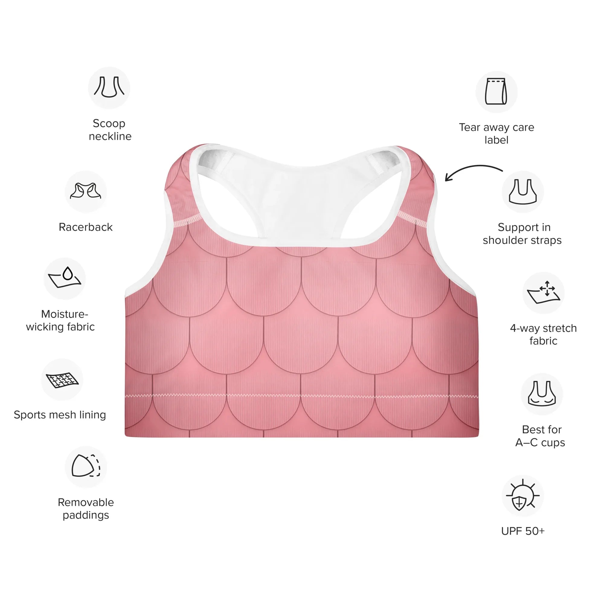 Padded Sports Bra Sports Bra AwRans Clothing all-over-print-padded-sports-bra-white-front-67ec0df0a5030