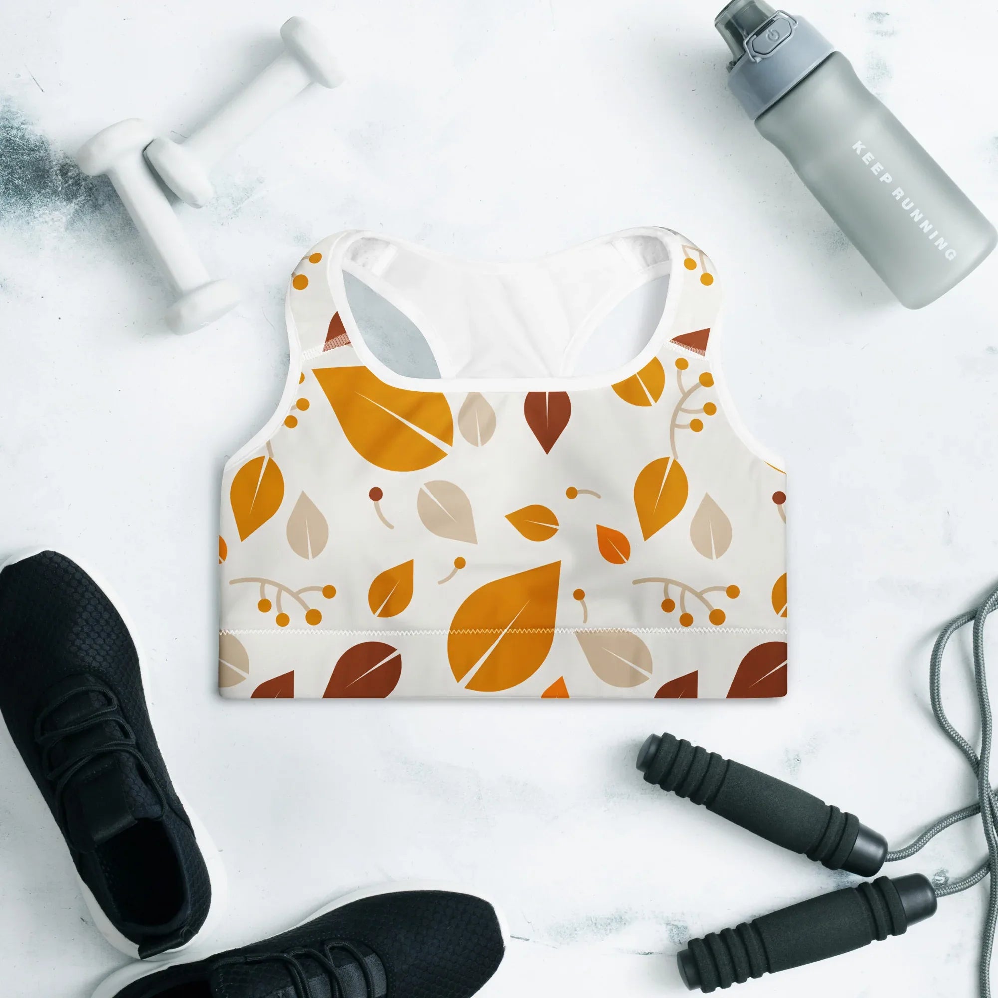 Padded Sports Bra Sports Bra AwRans Clothing all-over-print-padded-sports-bra-white-front-67ec0e75ecbc4