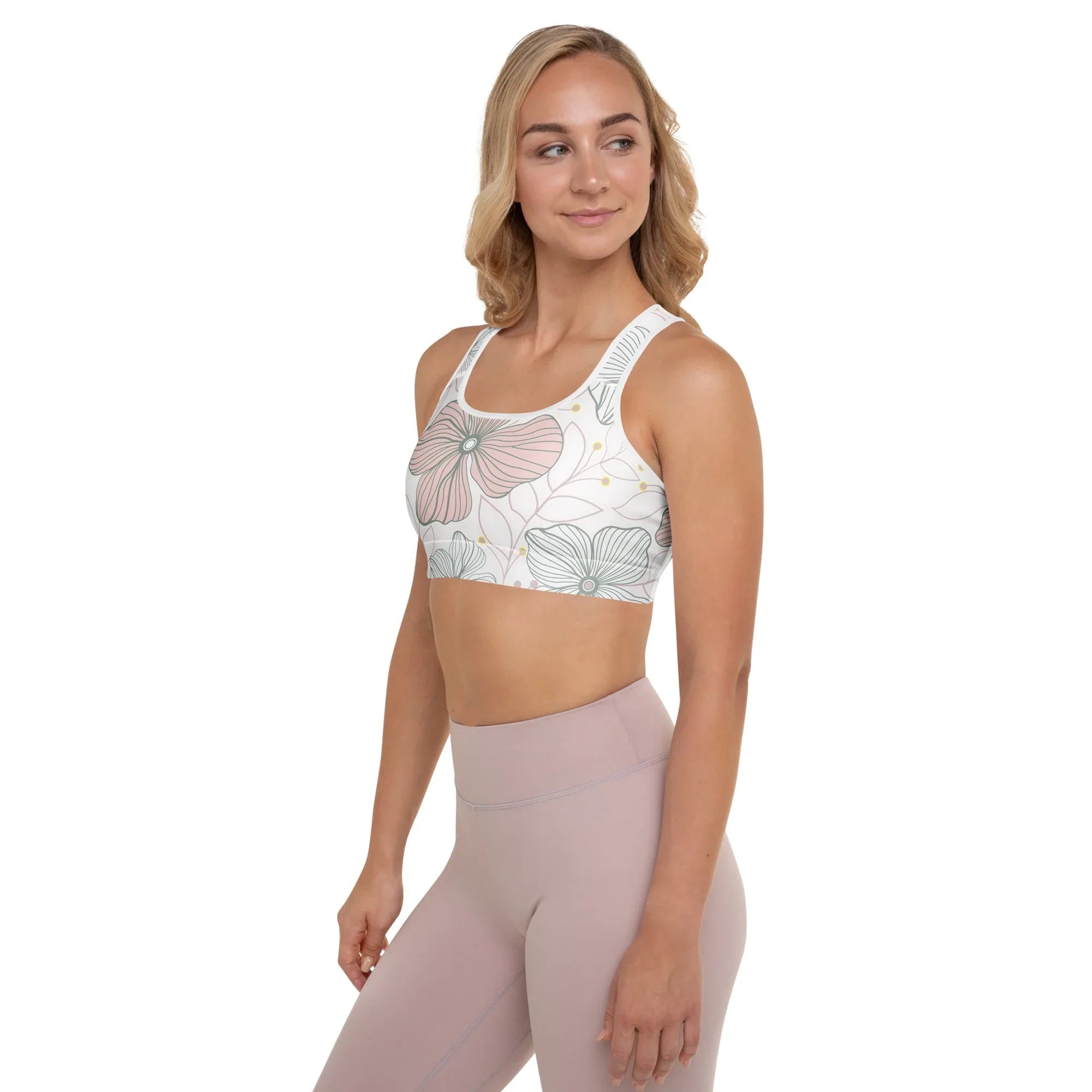 Padded Sports Bra Sports Bra AwRans Clothing all-over-print-padded-sports-bra-white-left-67ec096527628