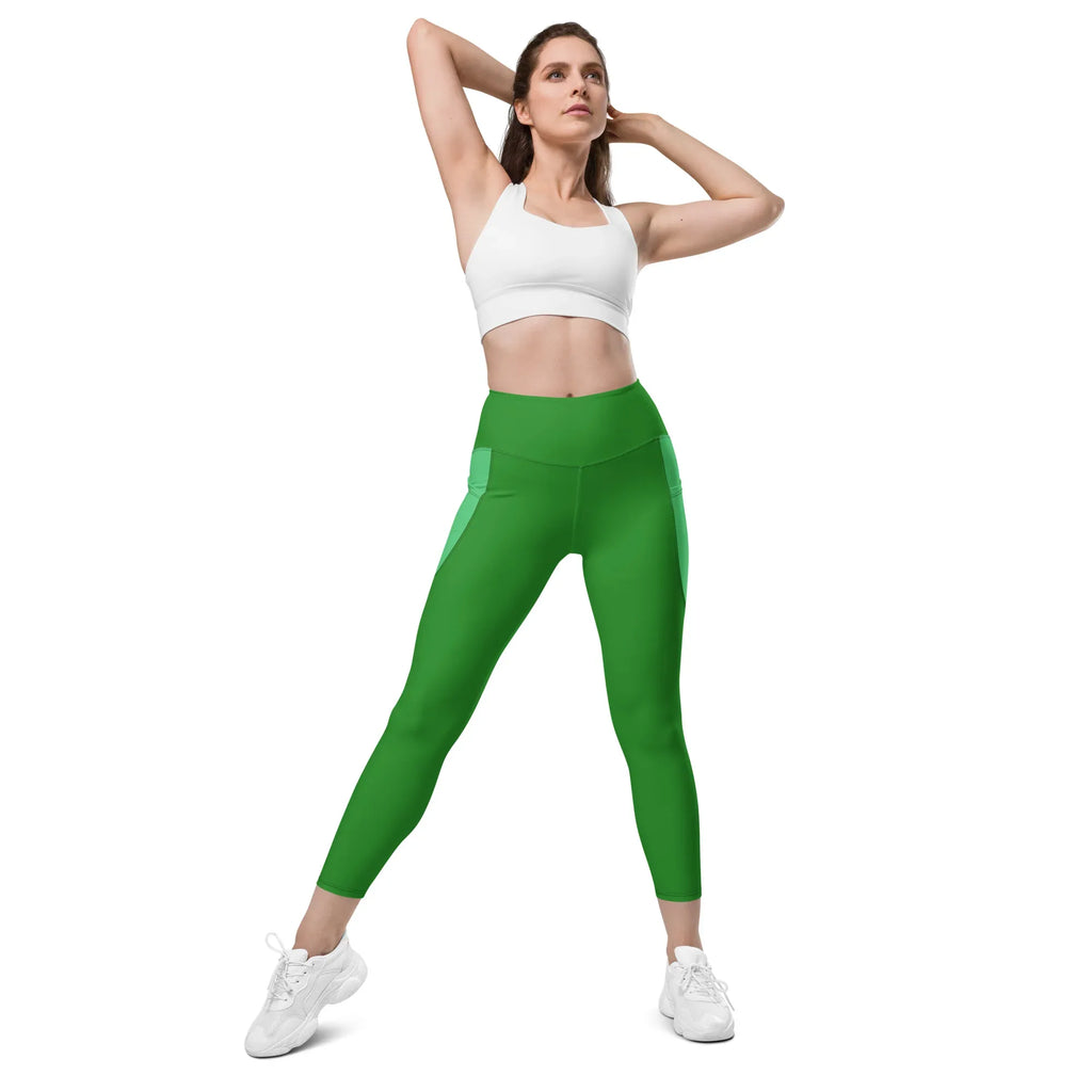 Leggings with pockets Leggings AwRans Clothing all-over-print-recycled-leggings-with-pockets-white-front-2-68801688c9213