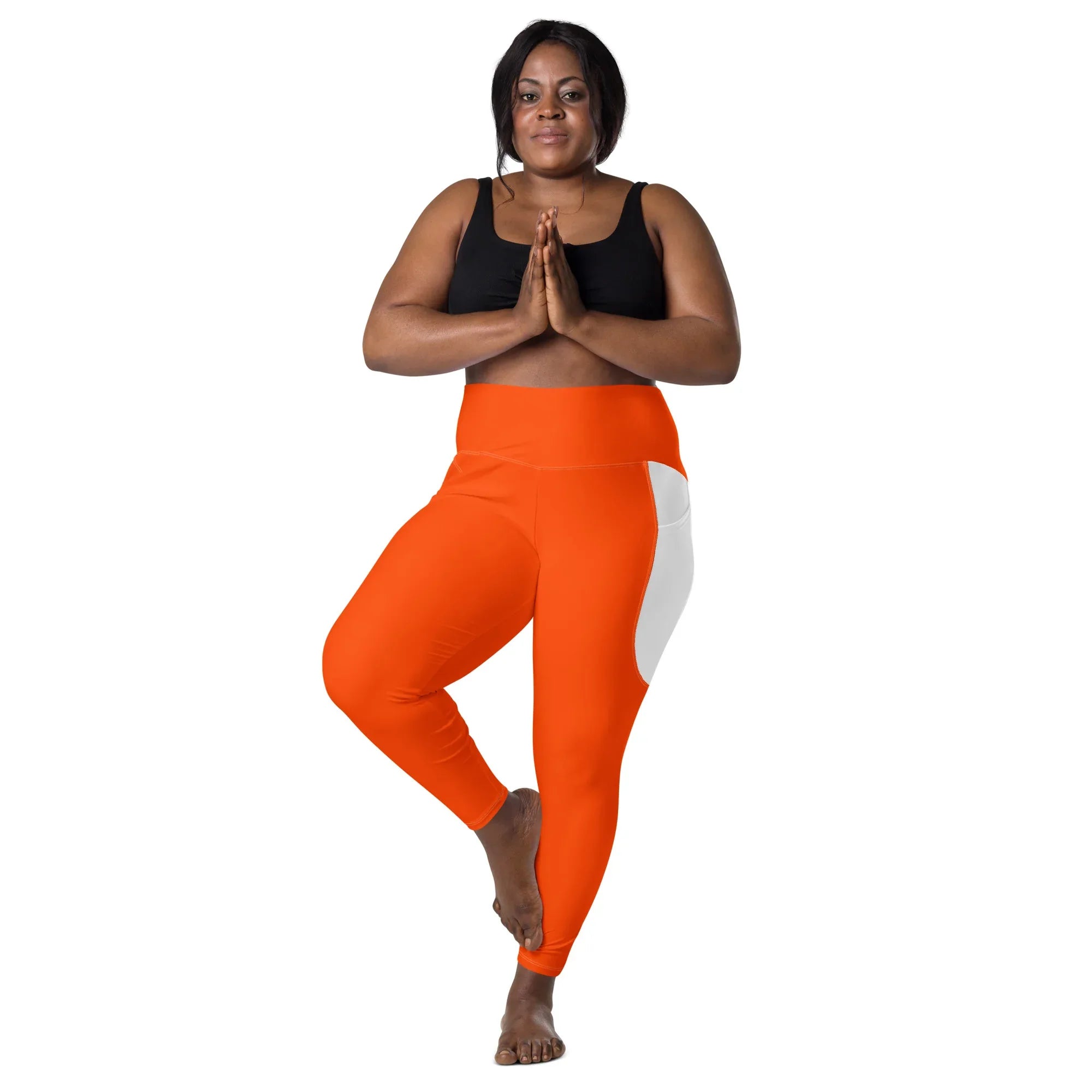 Leggings with pockets Leggings AwRans Clothing all-over-print-recycled-leggings-with-pockets-white-front-2-688016c27c4c6