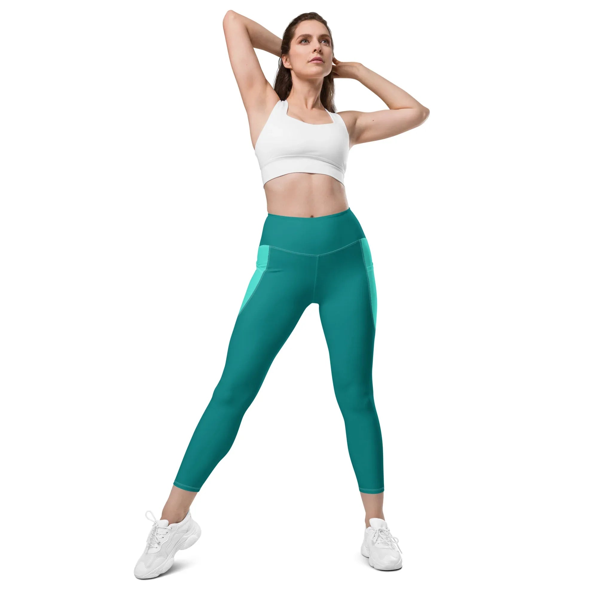 Leggings with pockets Leggings AwRans Clothing all-over-print-recycled-leggings-with-pockets-white-front-2-6880177636739