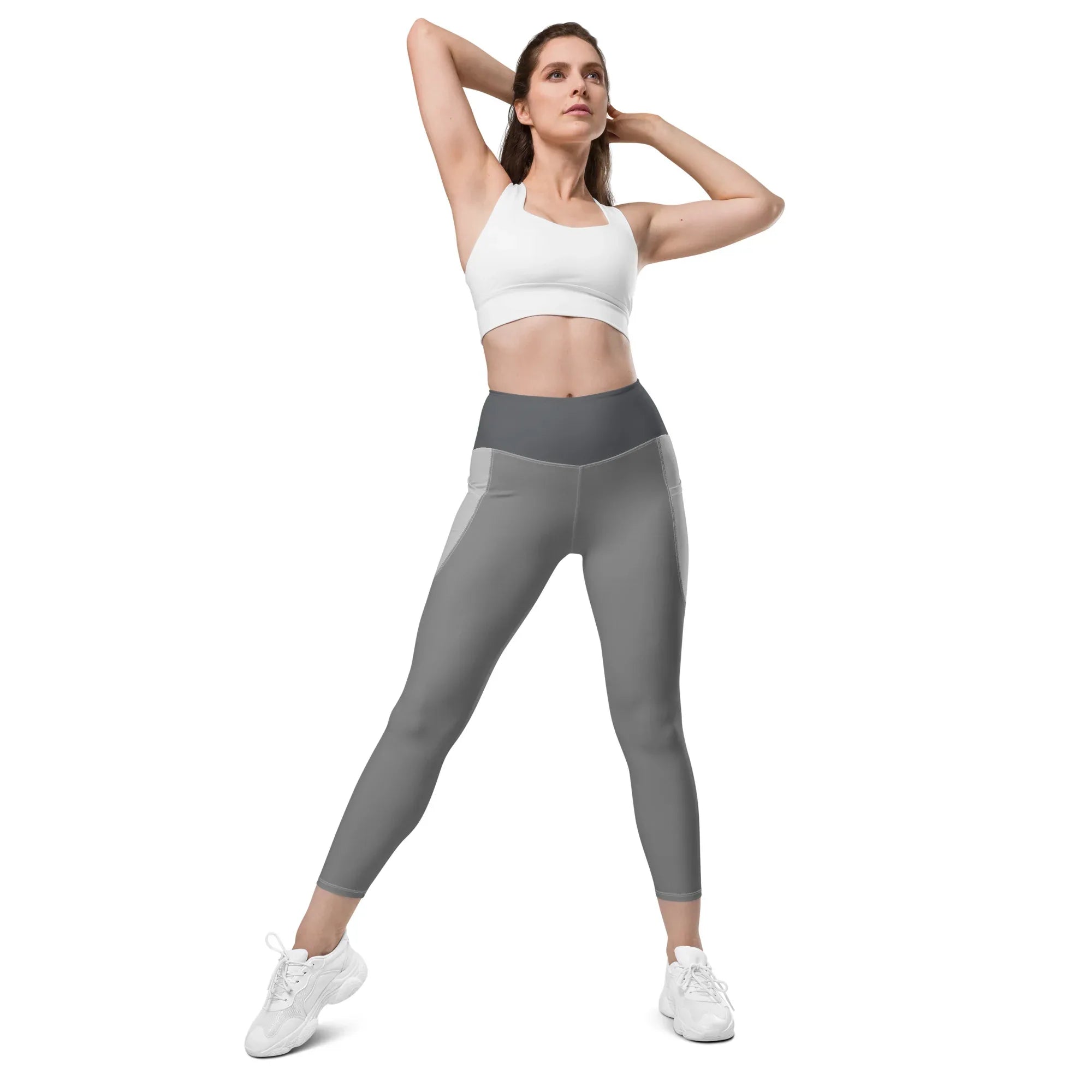 Leggings with pockets Leggings AwRans Clothing all-over-print-recycled-leggings-with-pockets-white-front-2-688017b1ae6e3