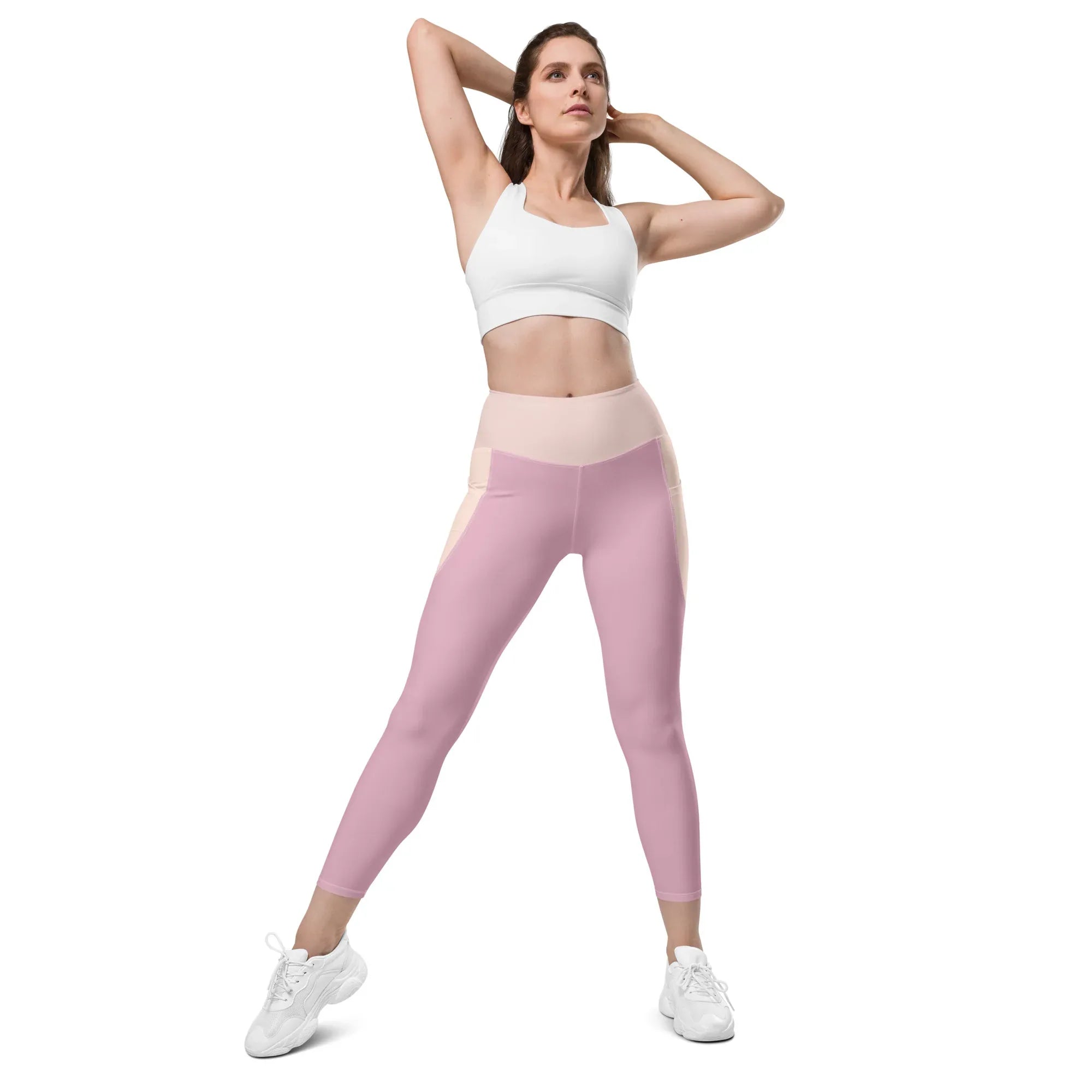 Leggings with pockets Leggings AwRans Clothing all-over-print-recycled-leggings-with-pockets-white-front-2-688017ecd7a95