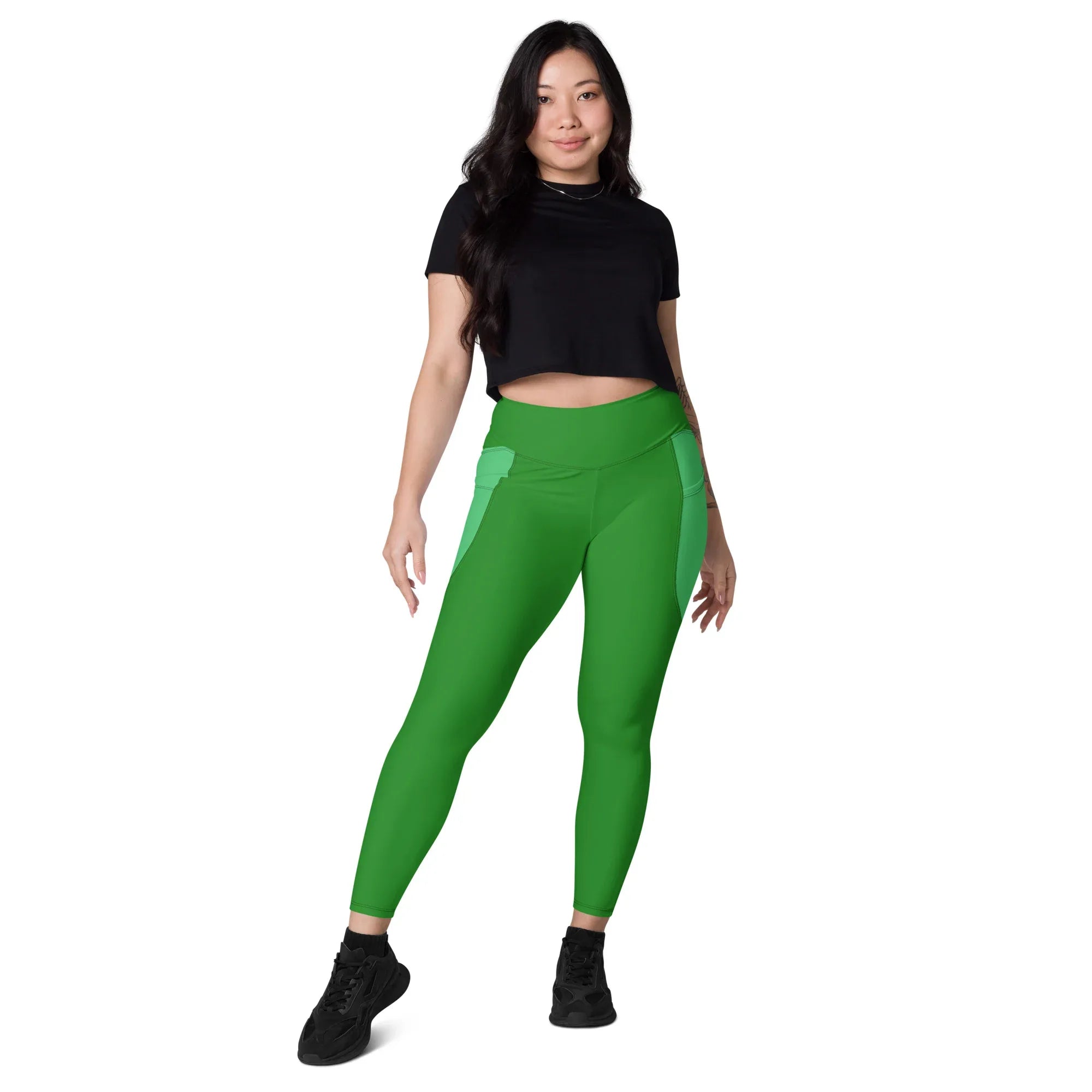 Leggings with pockets Leggings AwRans Clothing all-over-print-recycled-leggings-with-pockets-white-front-68801688c73f0
