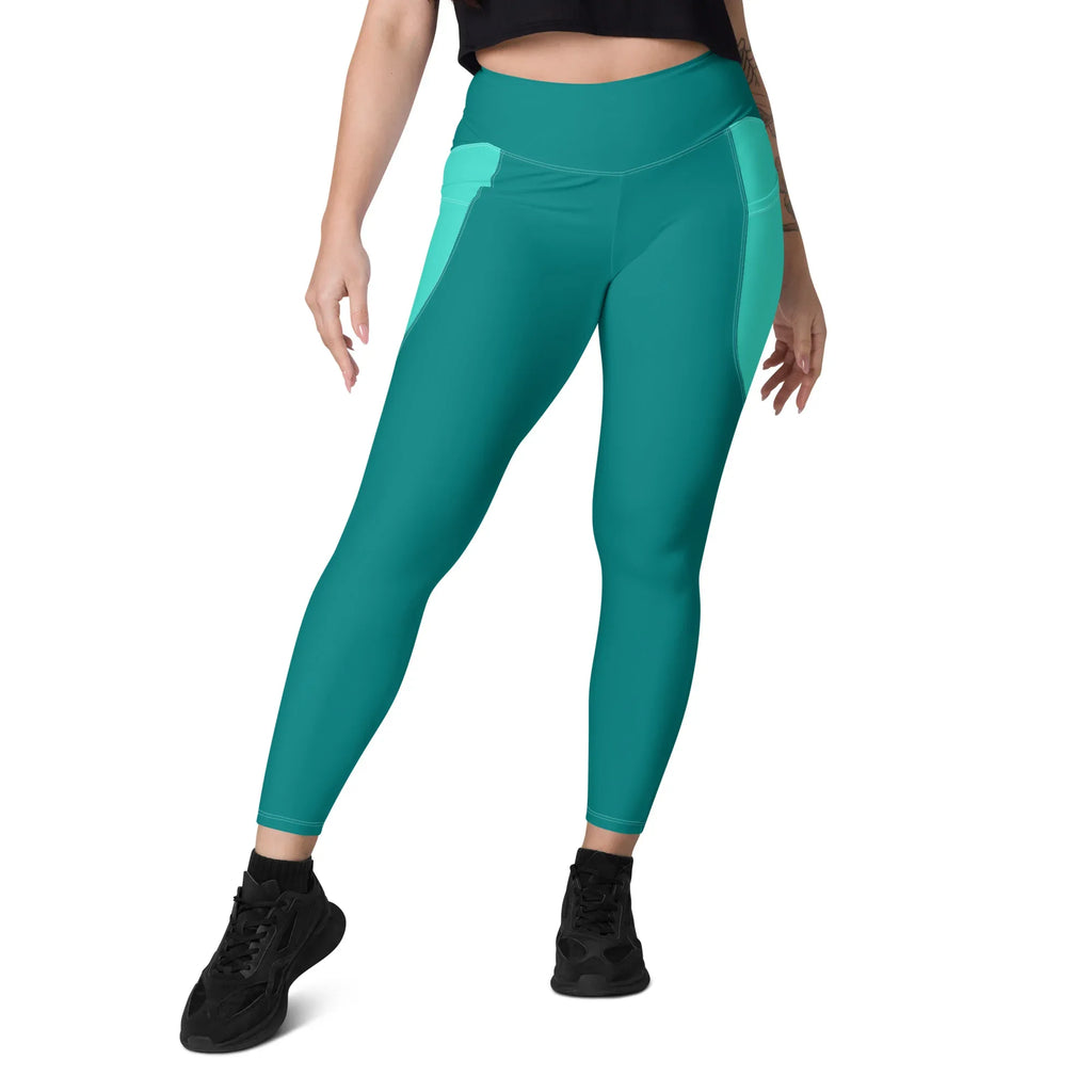 Leggings with pockets Leggings AwRans Clothing all-over-print-recycled-leggings-with-pockets-white-front-688017763493a