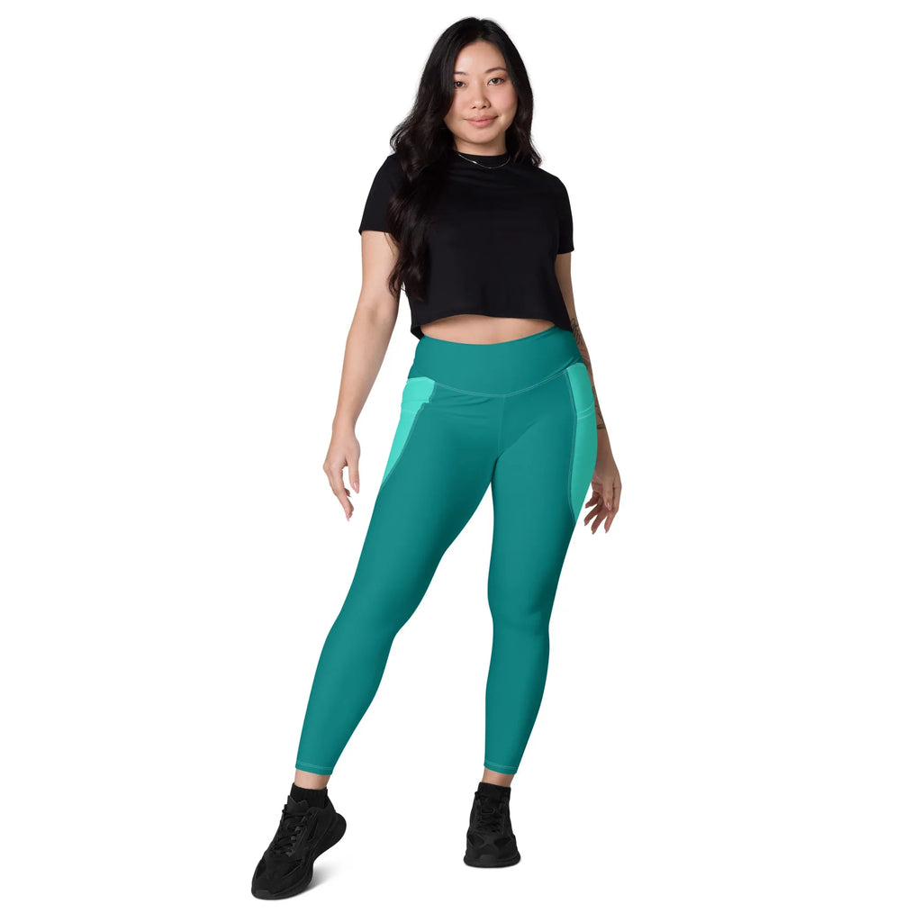 Leggings with pockets Leggings AwRans Clothing all-over-print-recycled-leggings-with-pockets-white-front-6880177634ec7