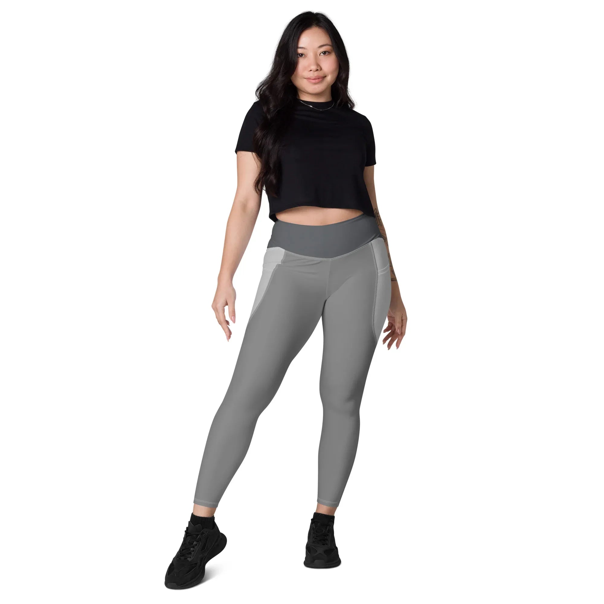 Leggings with pockets Leggings AwRans Clothing all-over-print-recycled-leggings-with-pockets-white-front-688017b1acdd6