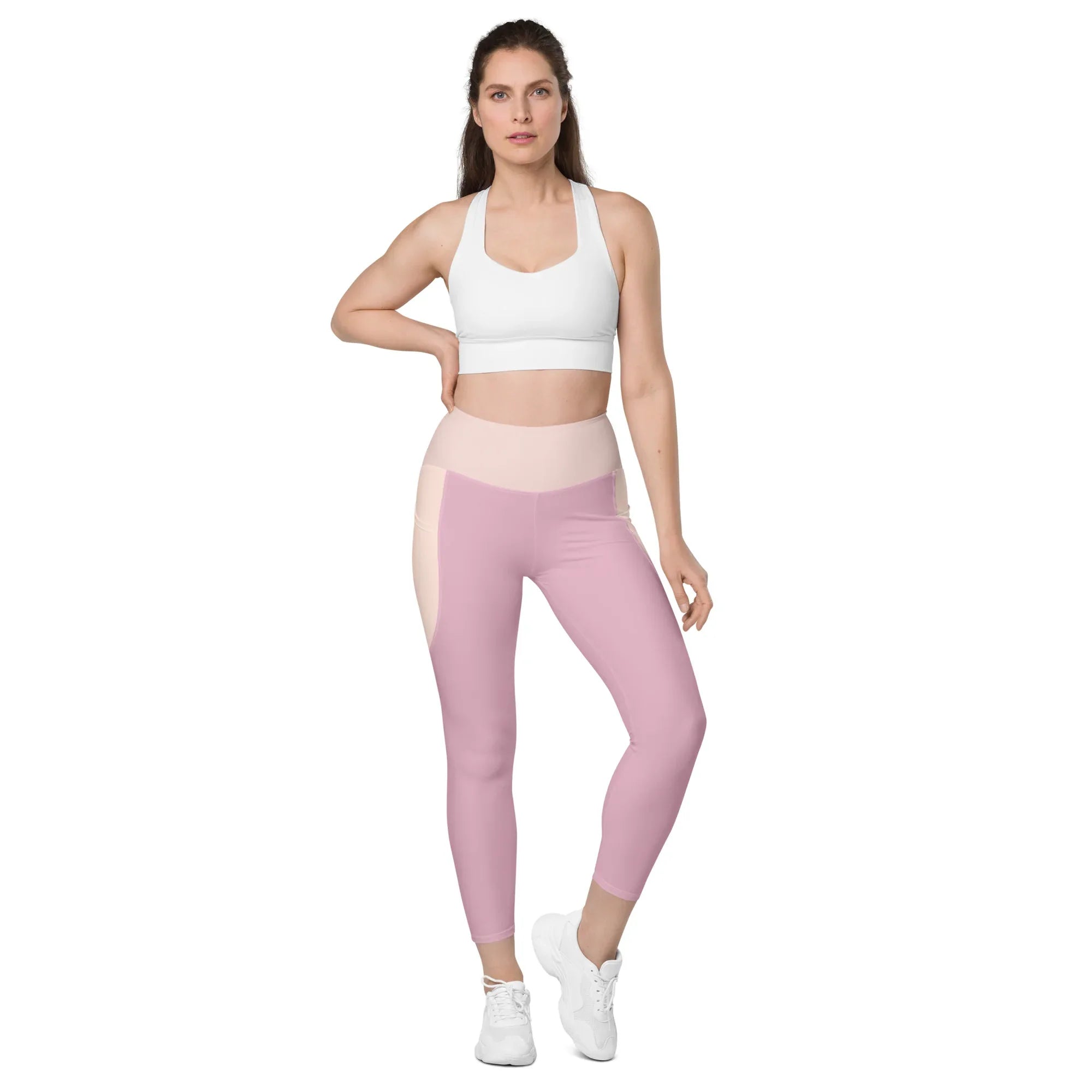 Leggings with pockets Leggings AwRans Clothing all-over-print-recycled-leggings-with-pockets-white-front-688017ecd7bcc