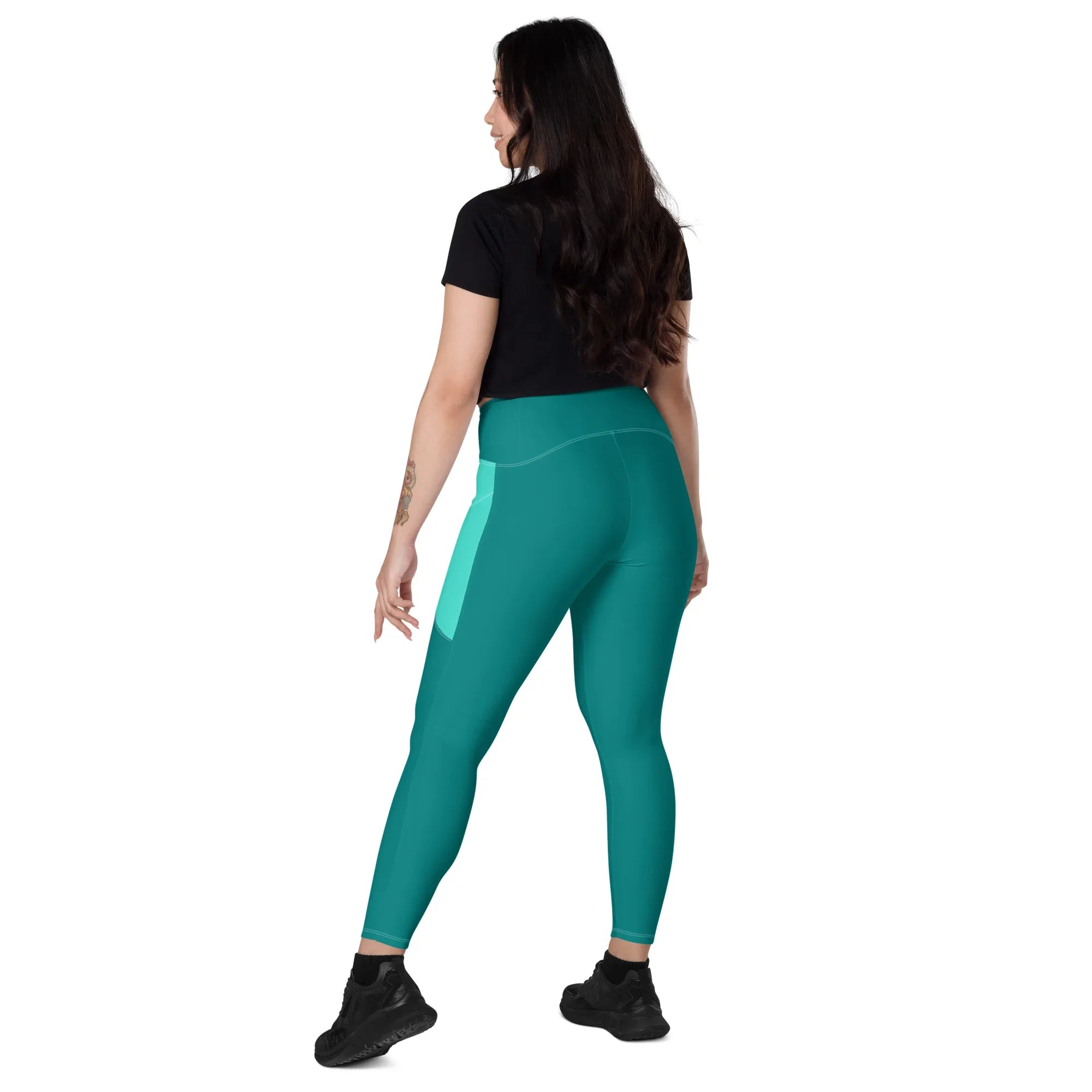 Leggings with pockets Leggings AwRans Clothing all-over-print-recycled-leggings-with-pockets-white-left-back-6880177634d76