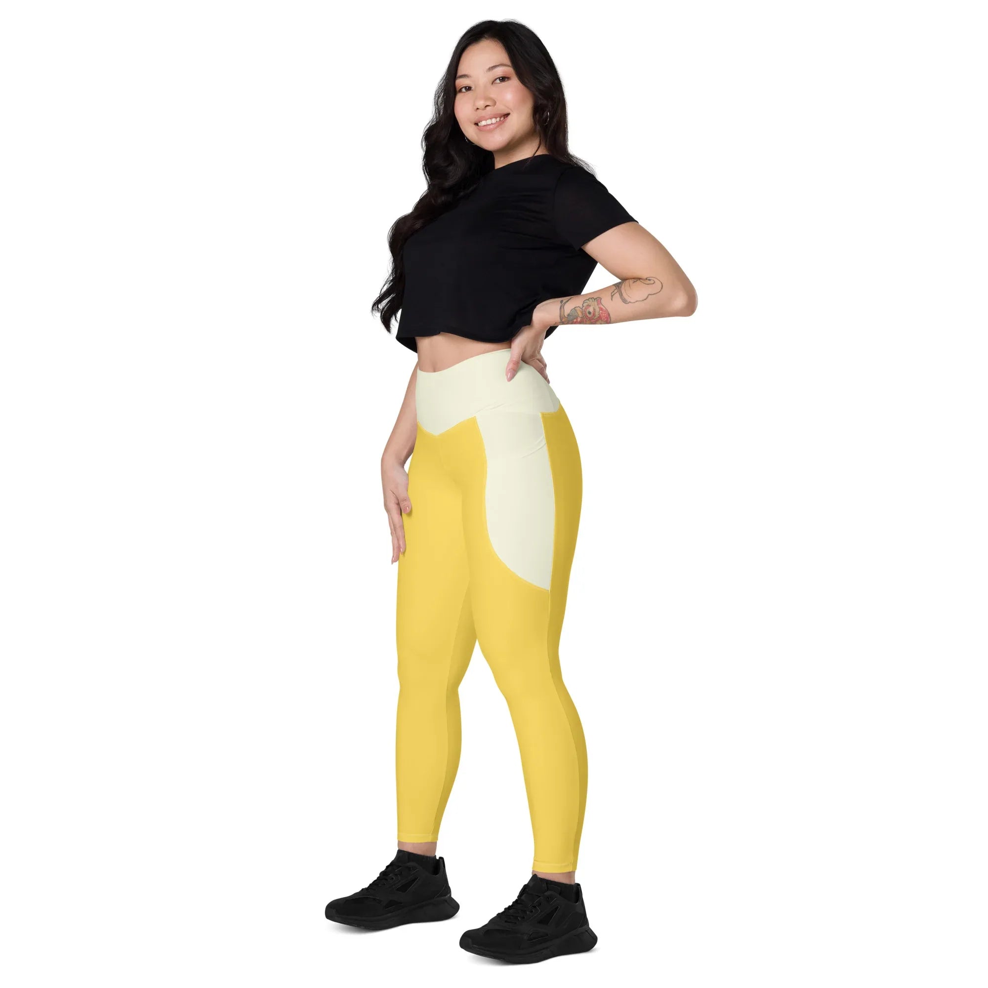Leggings with pockets Leggings AwRans Clothing all-over-print-recycled-leggings-with-pockets-white-left-front-688015d58f1fe
