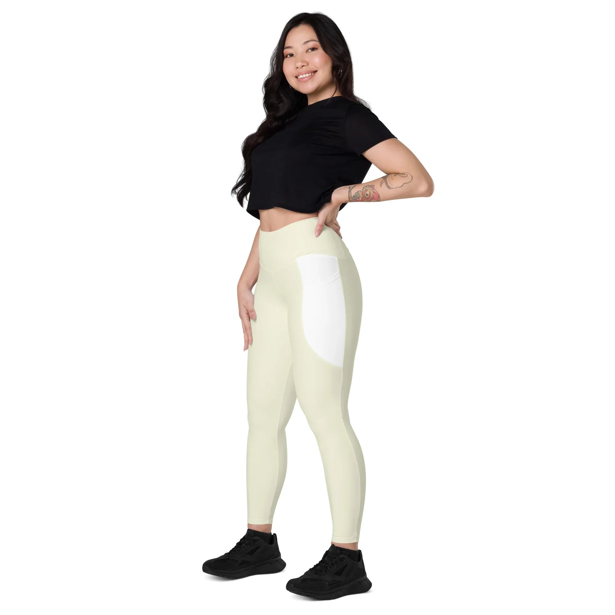 Leggings with pockets Leggings AwRans Clothing all-over-print-recycled-leggings-with-pockets-white-left-front-68801610ce211