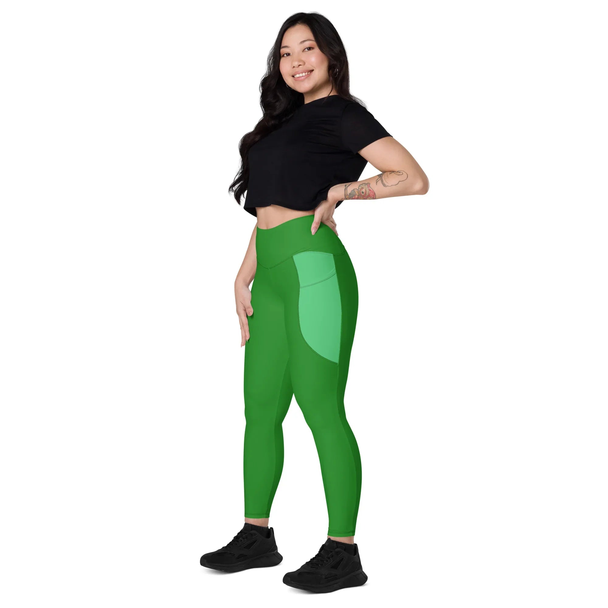 Leggings with pockets Leggings AwRans Clothing all-over-print-recycled-leggings-with-pockets-white-left-front-68801688c713e