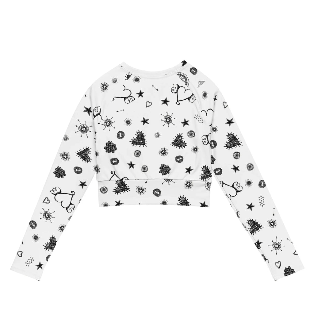 Recycled long-sleeve crop top long-sleeve crop top AwRans Clothing all-over-print-recycled-long-sleeve-crop-top-white-back-67bb2f892634e