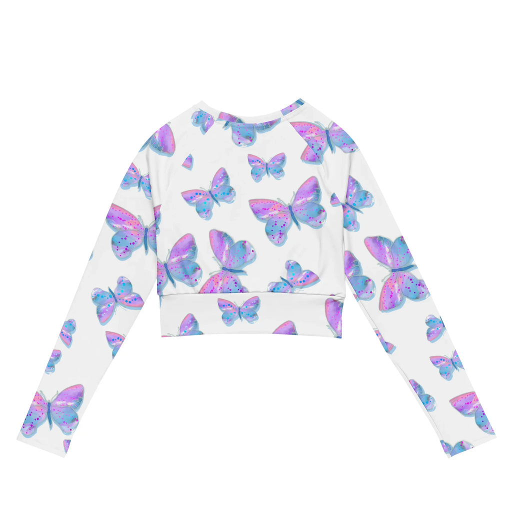 Recycled long-sleeve crop top long-sleeve crop top AwRans Clothing all-over-print-recycled-long-sleeve-crop-top-white-back-67bb6f750eb38