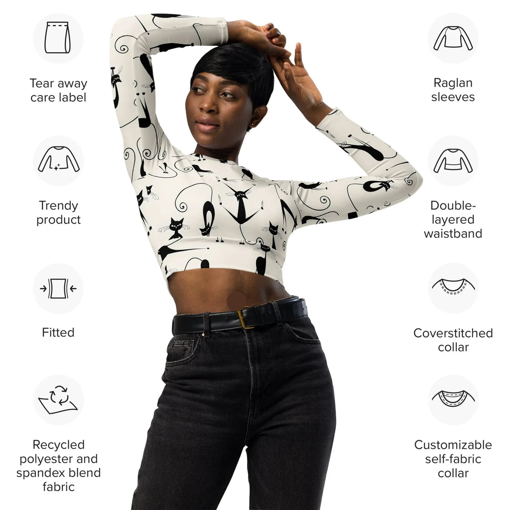 Recycled long-sleeve crop top long-sleeve crop top AwRans Clothing all-over-print-recycled-long-sleeve-crop-top-white-front-2-67bb306fb3d80