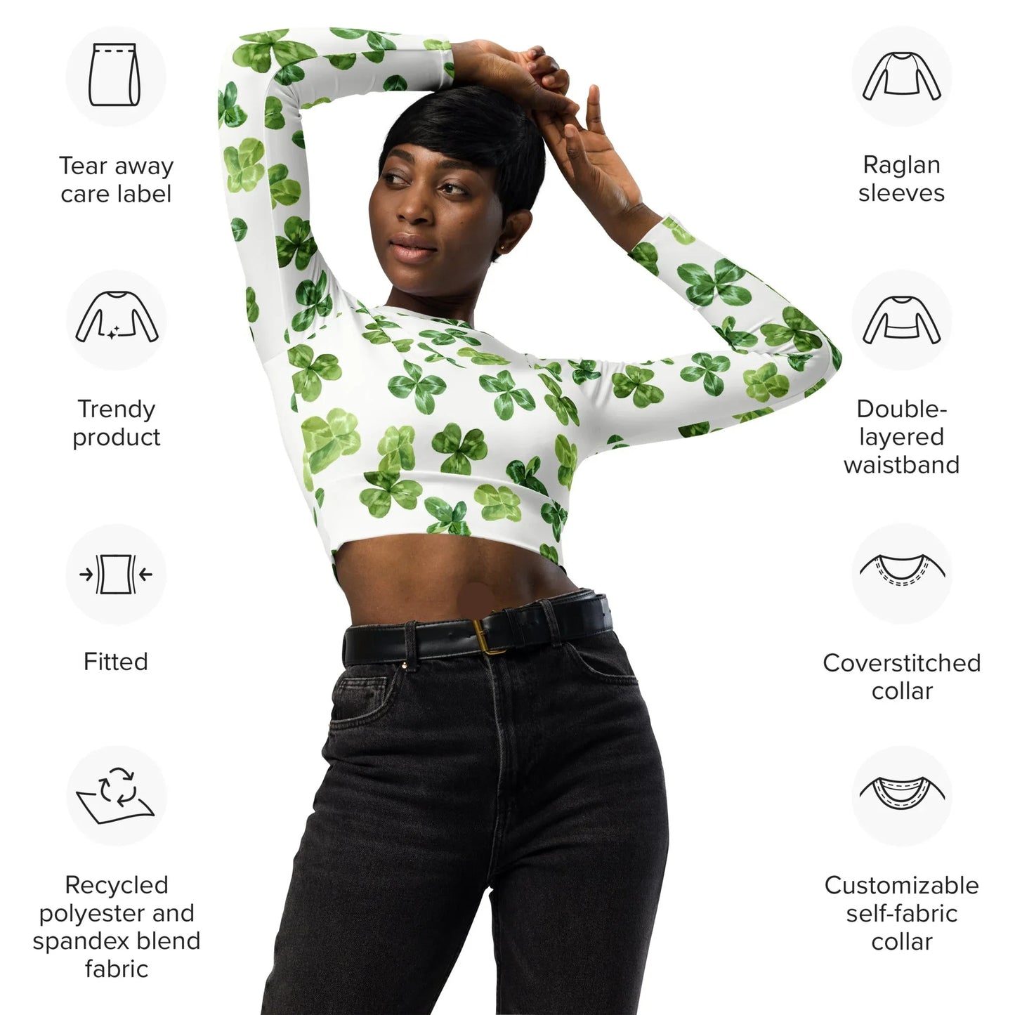 Recycled long-sleeve crop top - AwRans Clothing