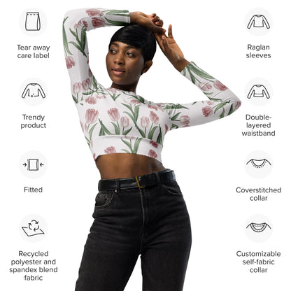 Recycled long-sleeve crop top - AwRans Clothing