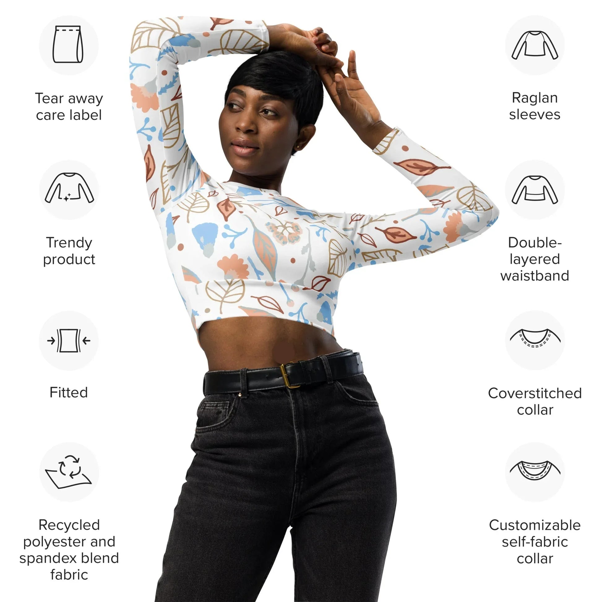 Recycled long-sleeve crop top - AwRans Clothing