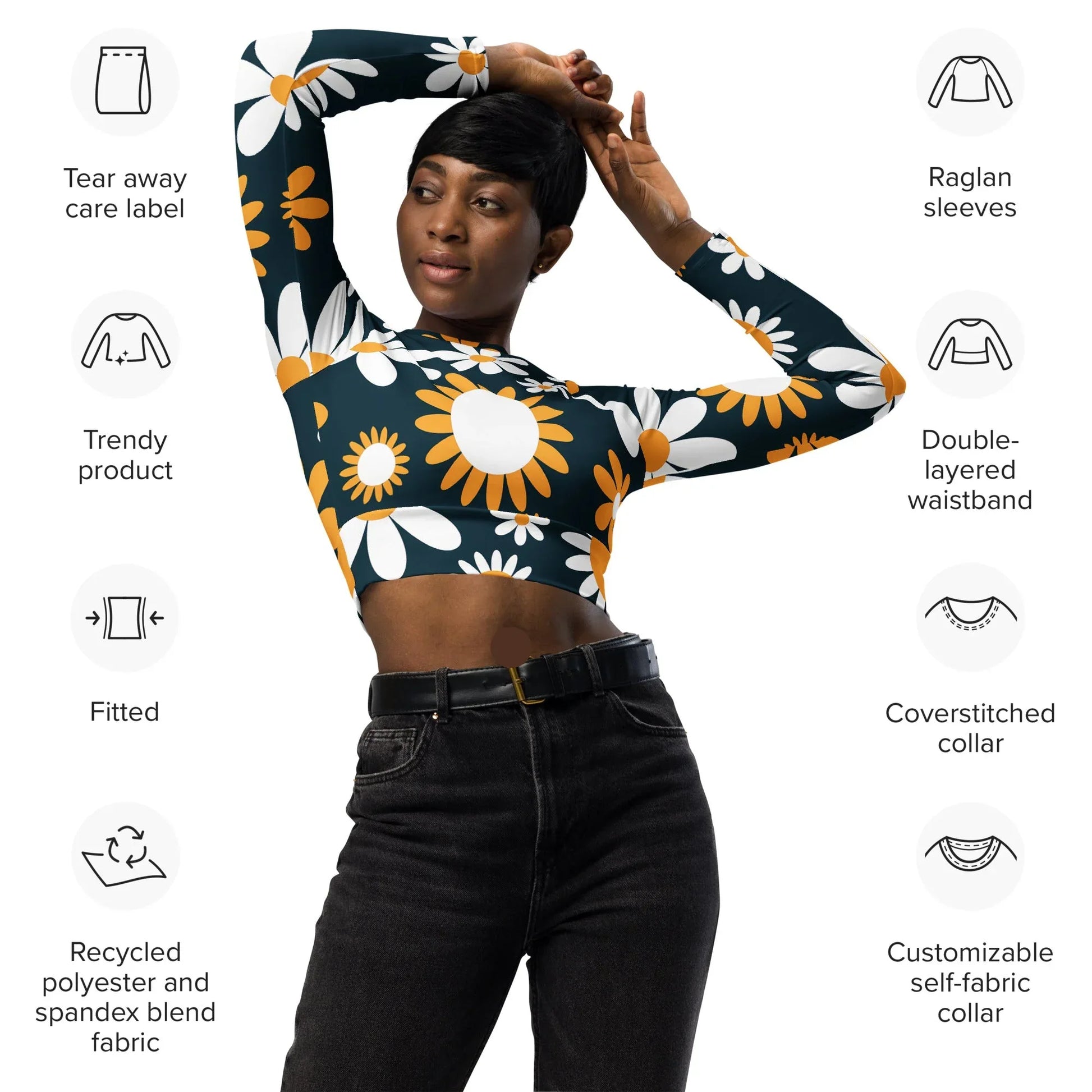 Recycled long-sleeve crop top - AwRans Clothing