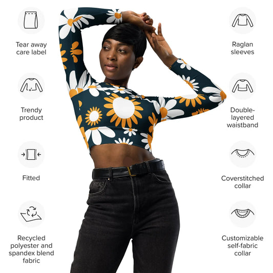 Recycled long-sleeve crop top - AwRans Clothing