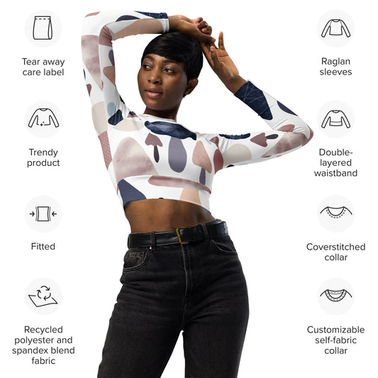 Recycled long-sleeve crop top - AwRans Clothing