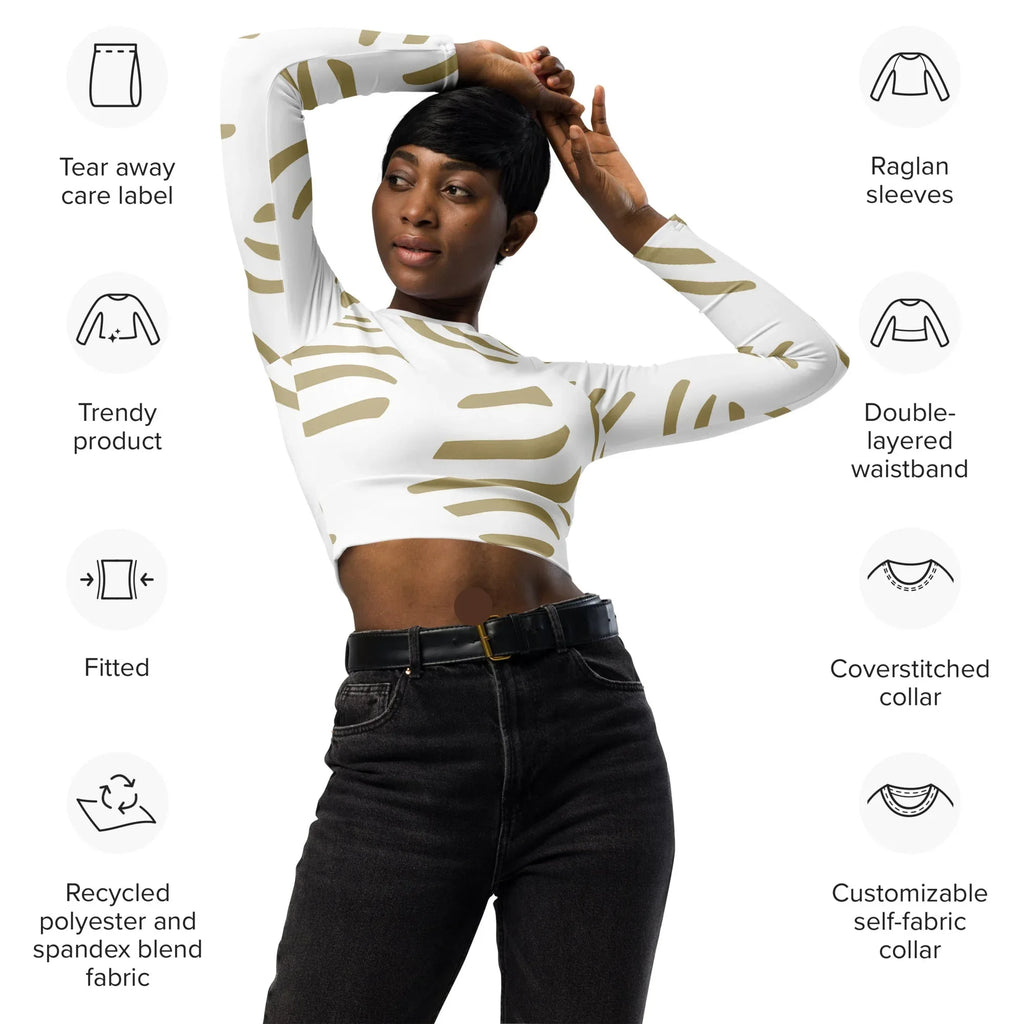 Recycled long-sleeve crop top 6XL long-sleeve crop top AwRans Clothing all-over-print-recycled-long-sleeve-crop-top-white-front-2-67bb6e7f31141
