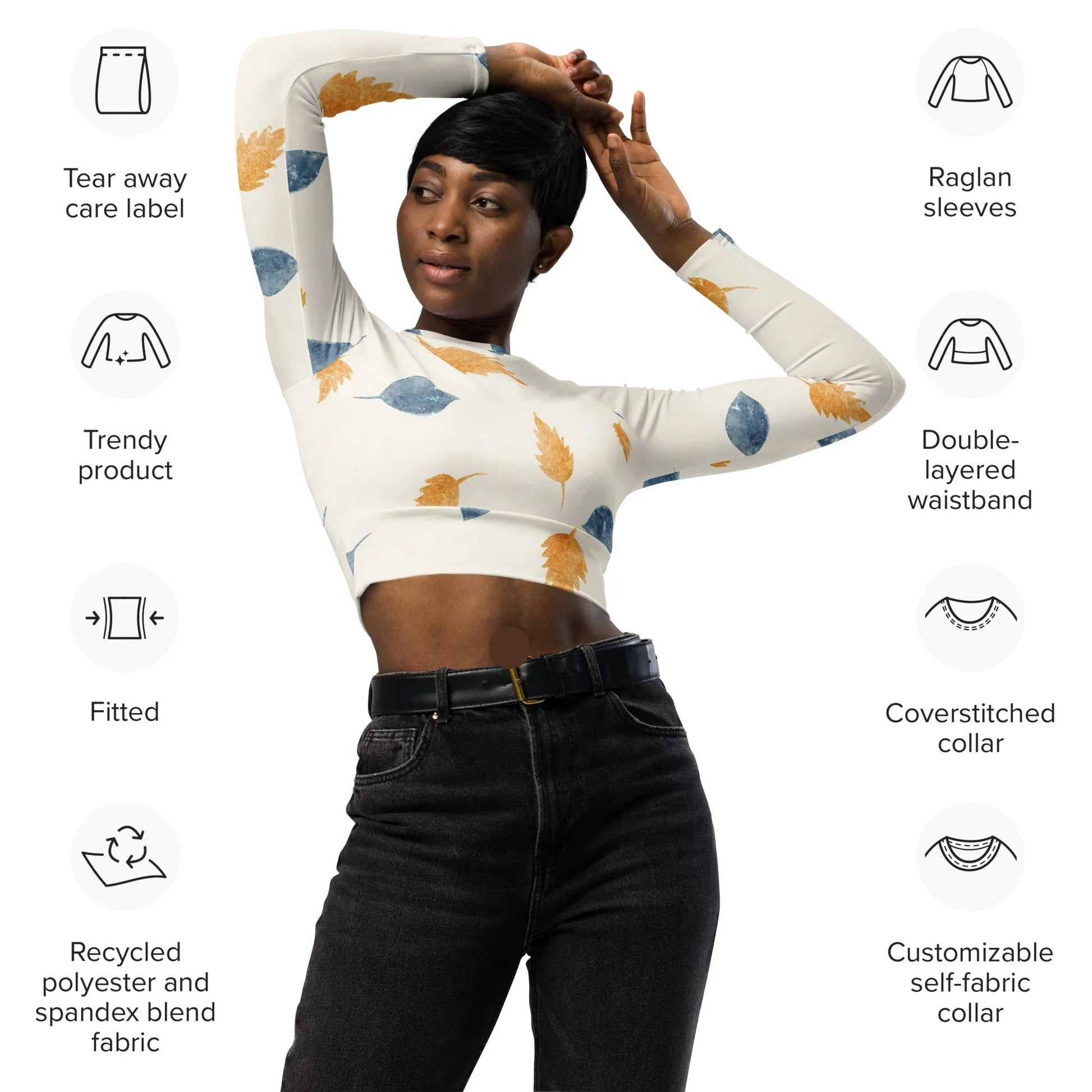 Recycled long-sleeve crop top - AwRans Clothing