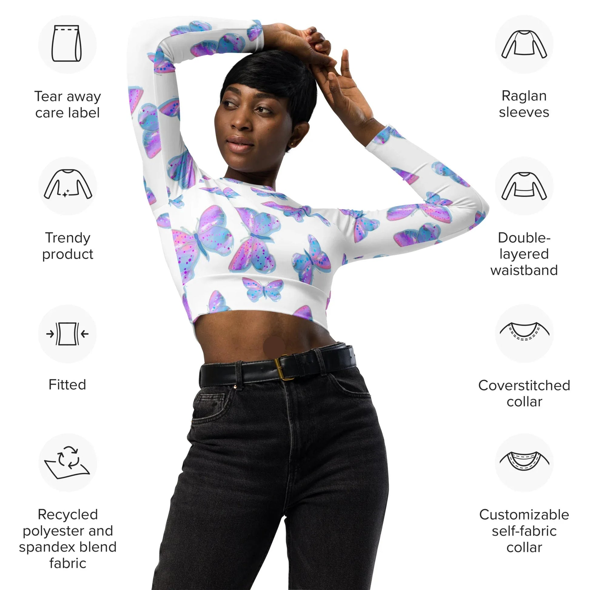 Recycled long-sleeve crop top - AwRans Clothing