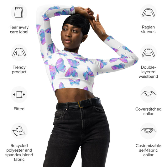 Recycled long-sleeve crop top - AwRans Clothing
