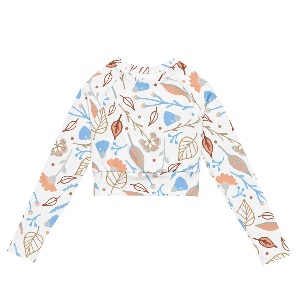 Recycled long-sleeve crop top long-sleeve crop top AwRans Clothing all-over-print-recycled-long-sleeve-crop-top-white-front-67bb6c6d26ad2