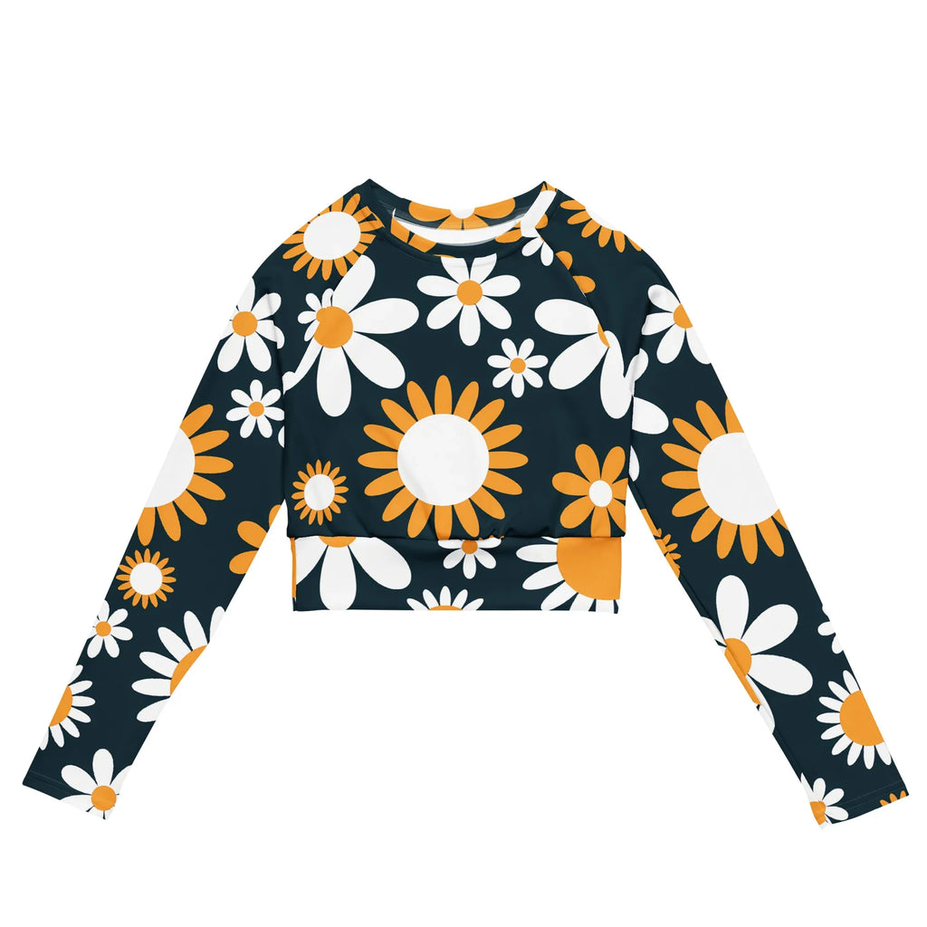 Recycled long-sleeve crop top long-sleeve crop top AwRans Clothing all-over-print-recycled-long-sleeve-crop-top-white-front-67bb6ccccb152