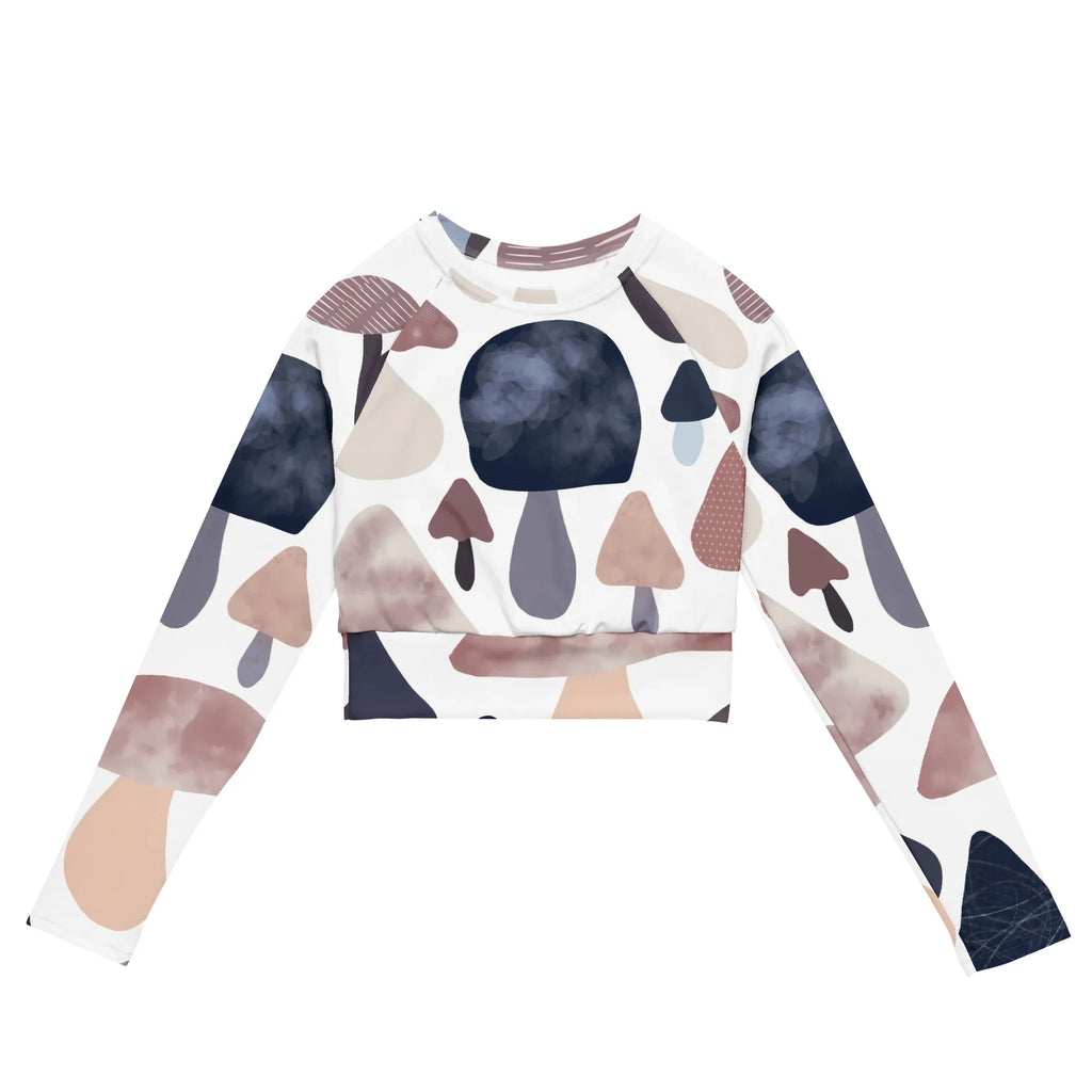 Recycled long-sleeve crop top long-sleeve crop top AwRans Clothing all-over-print-recycled-long-sleeve-crop-top-white-front-67bb6e1743c9a