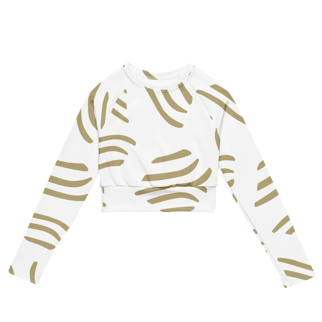 Recycled long-sleeve crop top long-sleeve crop top AwRans Clothing all-over-print-recycled-long-sleeve-crop-top-white-front-67bb6e7f31fc9