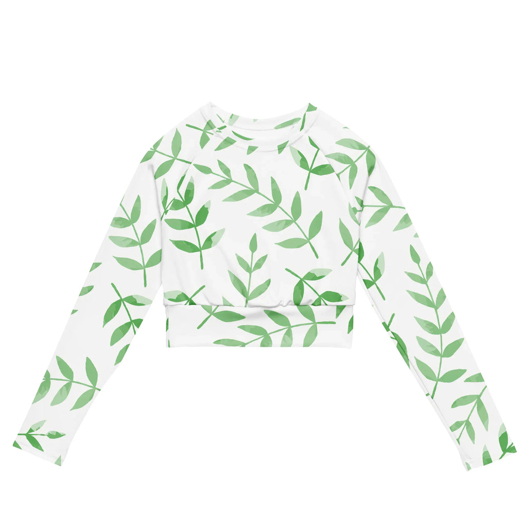 Recycled long-sleeve crop top long-sleeve crop top AwRans Clothing all-over-print-recycled-long-sleeve-crop-top-white-front-67bb6ebc13f32
