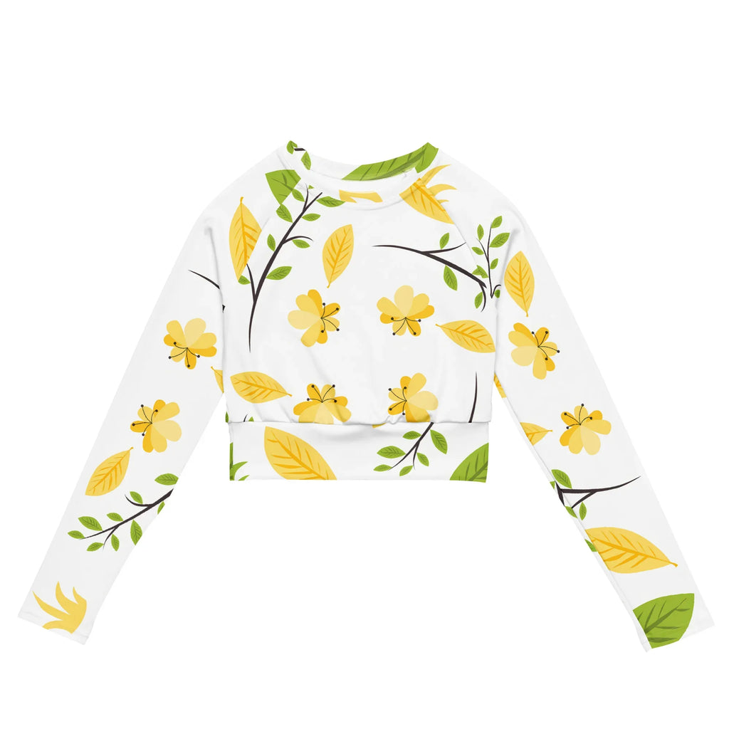 Recycled long-sleeve crop top long-sleeve crop top AwRans Clothing all-over-print-recycled-long-sleeve-crop-top-white-front-67bb6eedc50e4