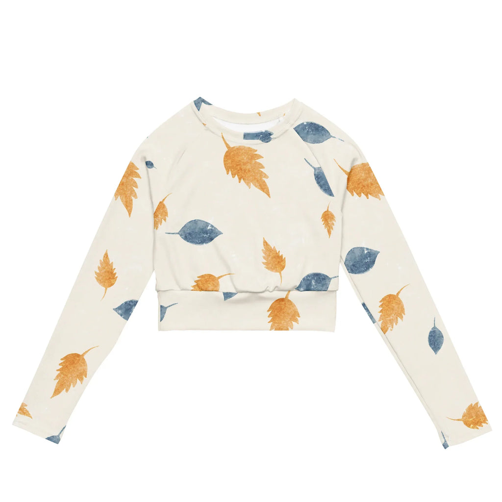 Recycled long-sleeve crop top long-sleeve crop top AwRans Clothing all-over-print-recycled-long-sleeve-crop-top-white-front-67bb6f32bcec5