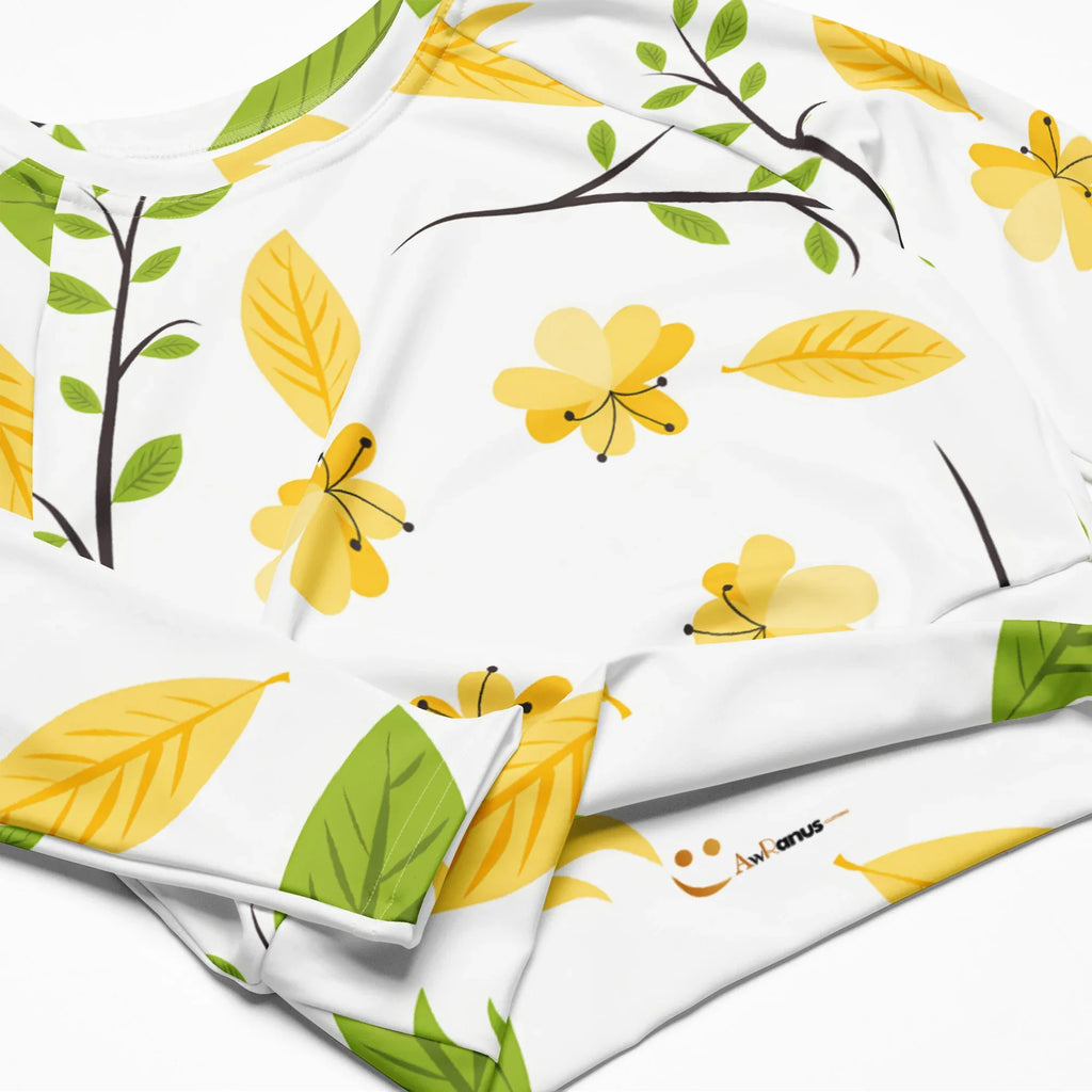 Recycled long-sleeve crop top long-sleeve crop top AwRans Clothing all-over-print-recycled-long-sleeve-crop-top-white-product-details-67bb6eedc501a