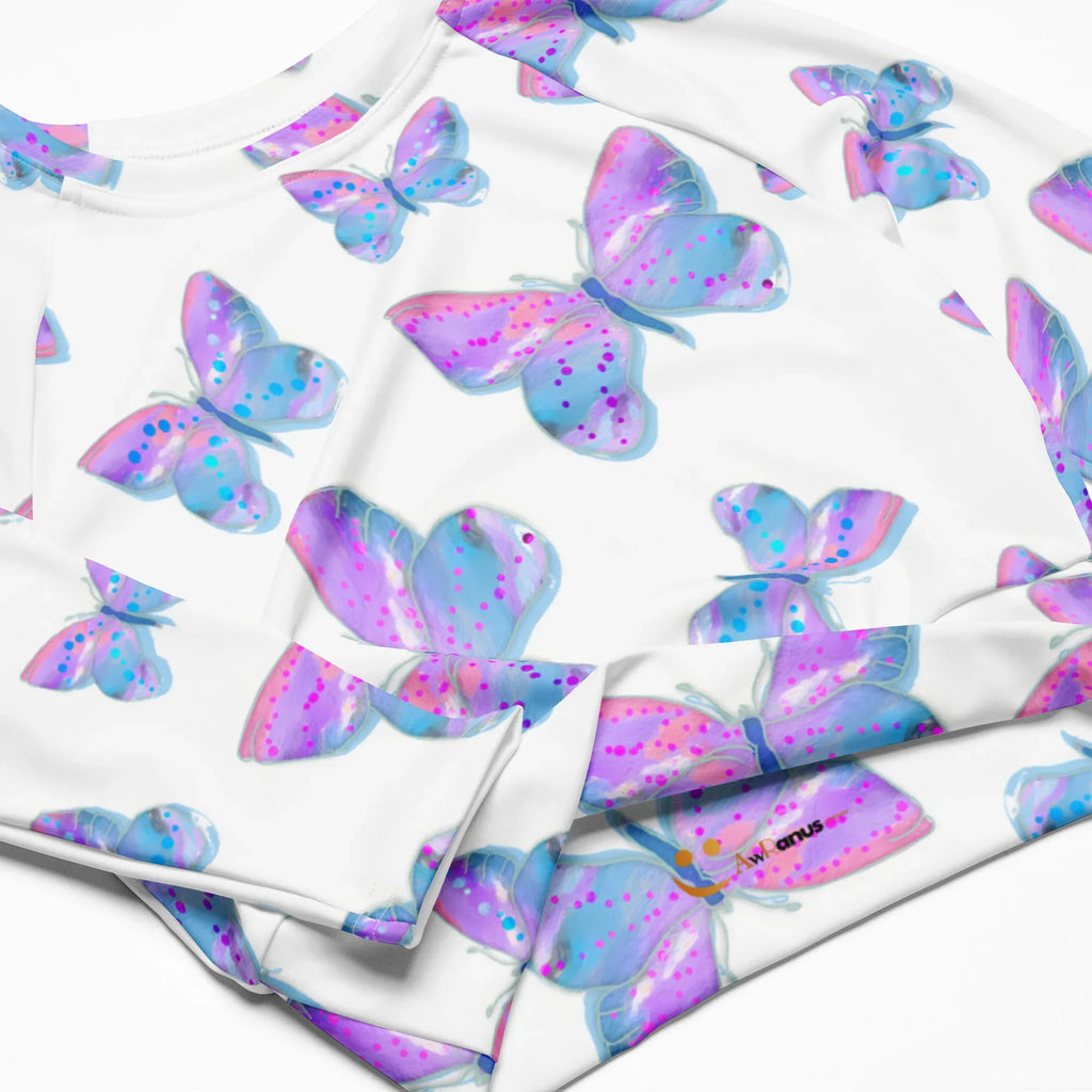 Recycled long-sleeve crop top long-sleeve crop top AwRans Clothing all-over-print-recycled-long-sleeve-crop-top-white-product-details-67bb6f750ecf8