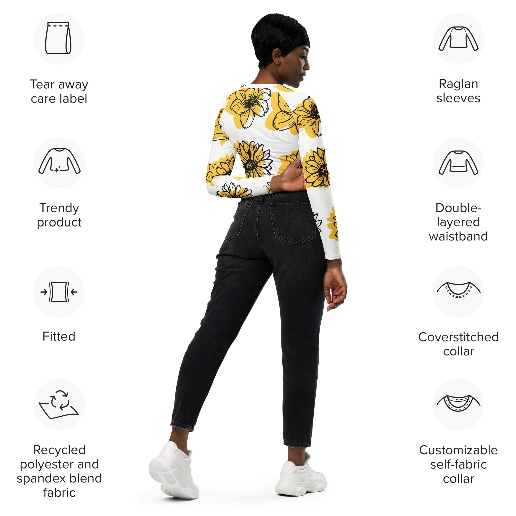 Recycled long-sleeve crop top - AwRans Clothing
