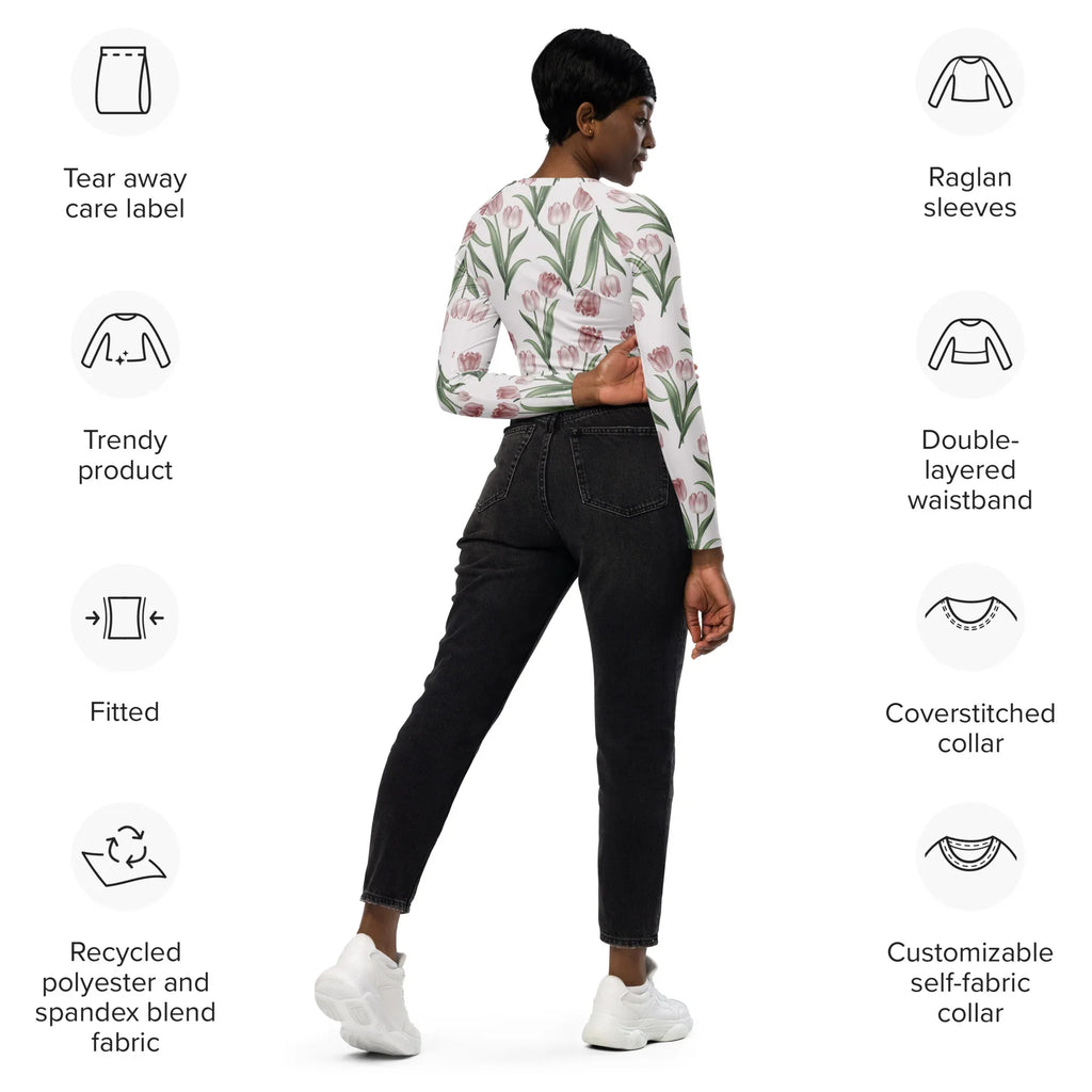Recycled long-sleeve crop top long-sleeve crop top AwRans Clothing all-over-print-recycled-long-sleeve-crop-top-white-right-back-67bb6c442cb2f