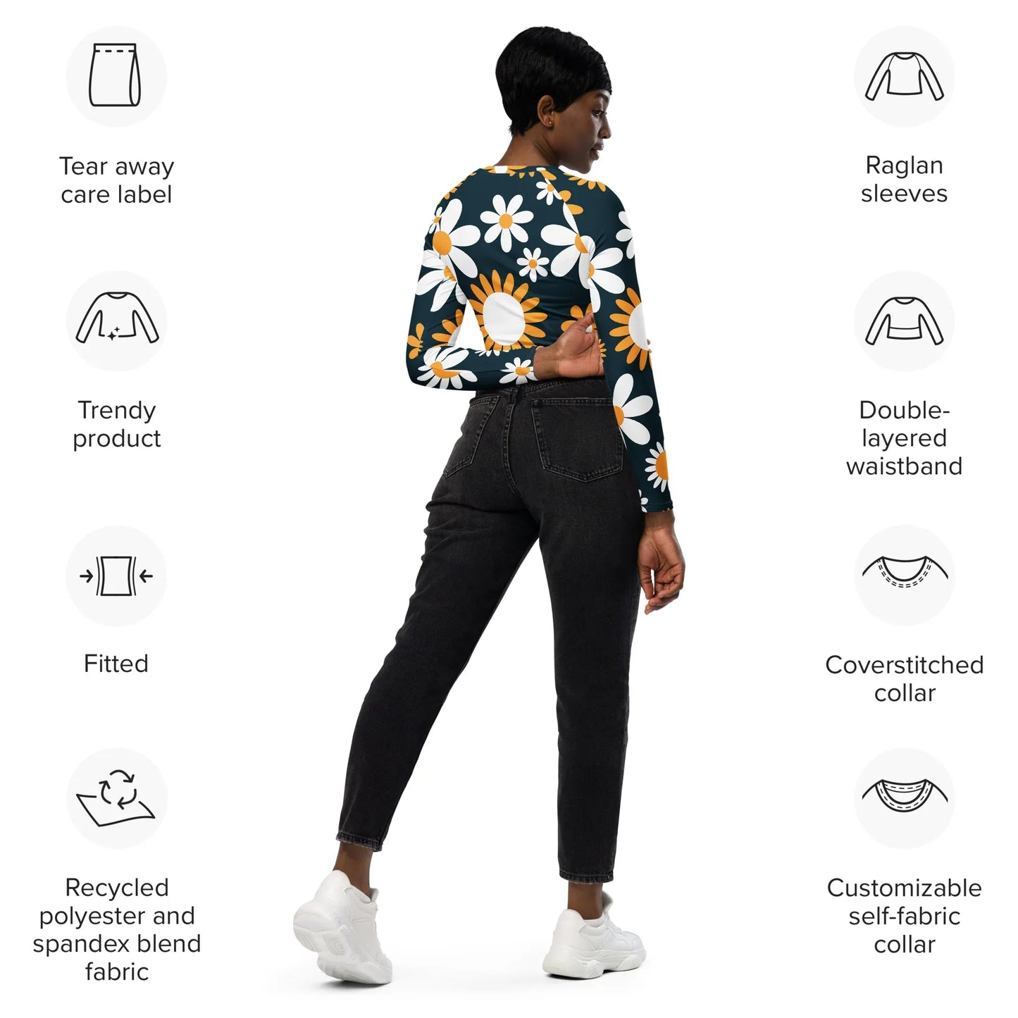 Recycled long-sleeve crop top - AwRans Clothing