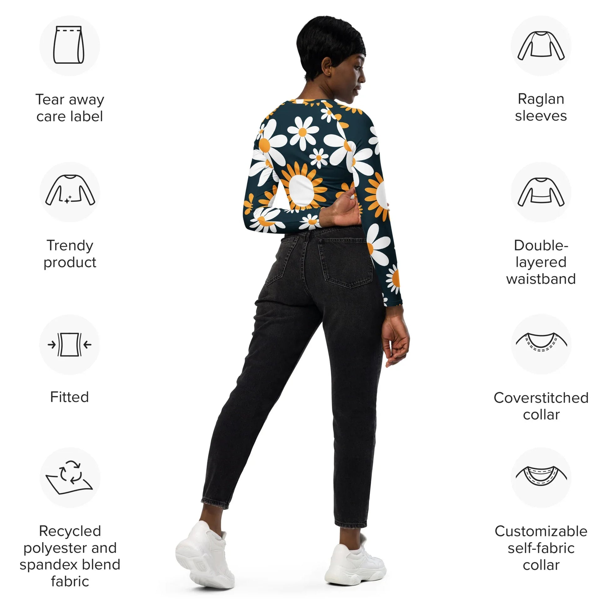 Recycled long-sleeve crop top - AwRans Clothing