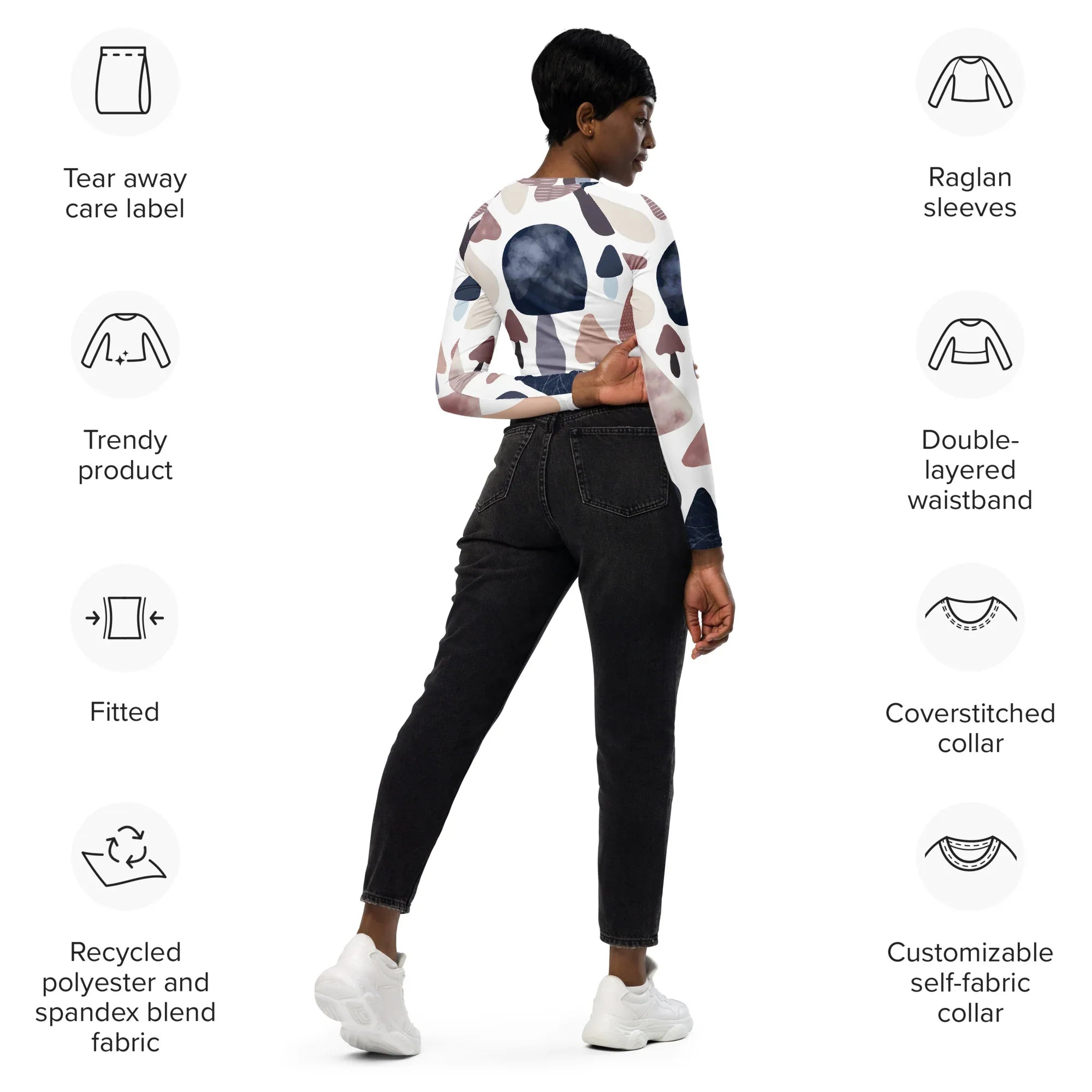 Recycled long-sleeve crop top - AwRans Clothing
