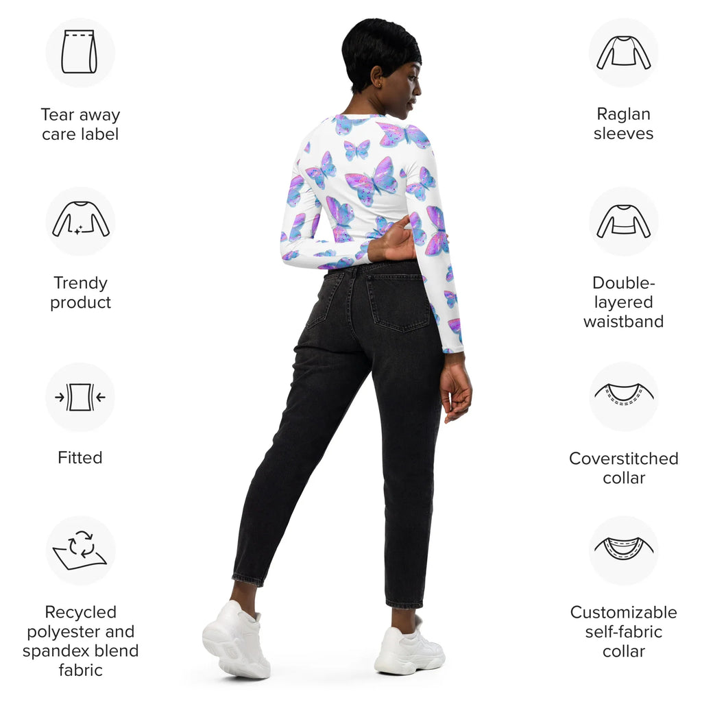 Recycled long-sleeve crop top long-sleeve crop top AwRans Clothing all-over-print-recycled-long-sleeve-crop-top-white-right-back-67bb6f750f007