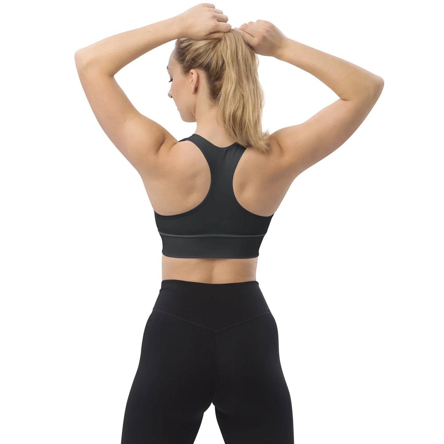 Recycled Longline Sports Bra Charcoal-Gray - AwRans Clothing