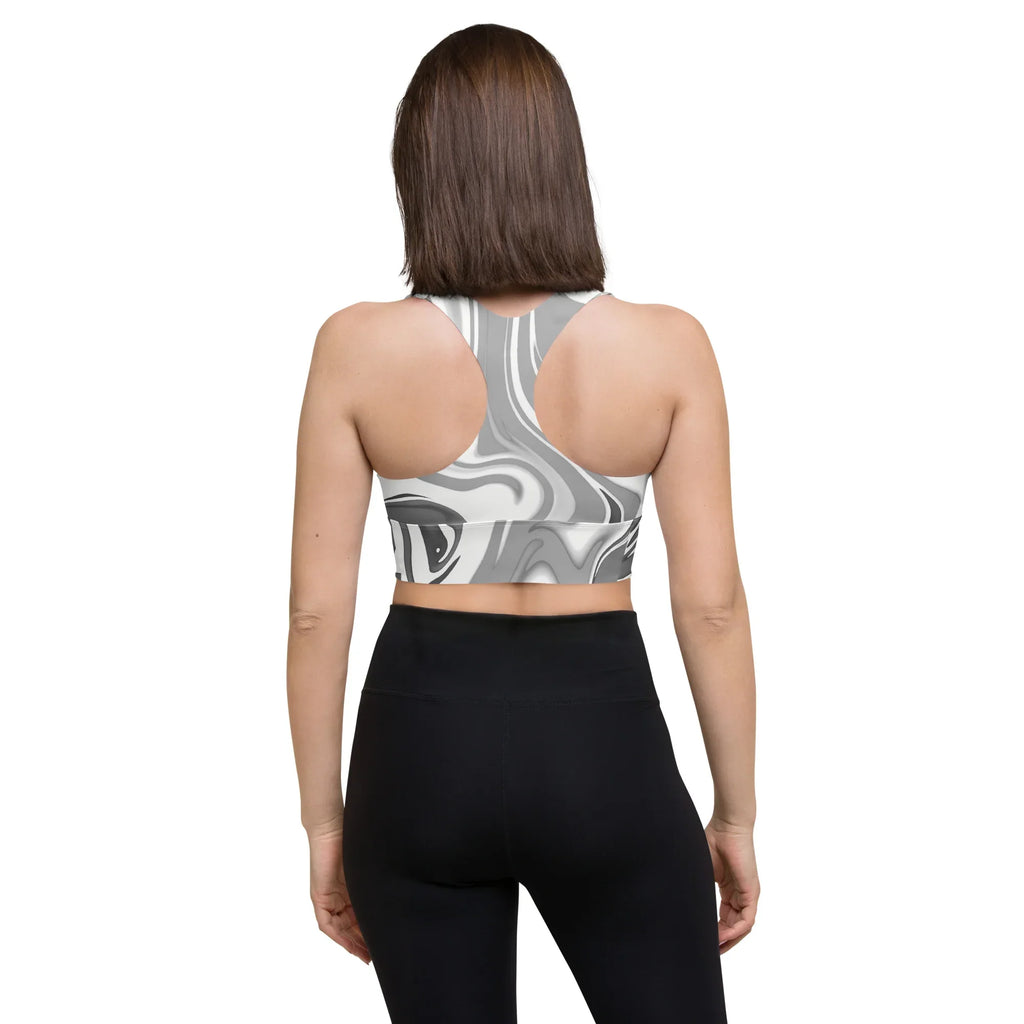 Recycled Longline Sports Bra Sports Bra AwRans Clothing all-over-print-recycled-longline-sports-bra-white-back-67ec4bf860eff