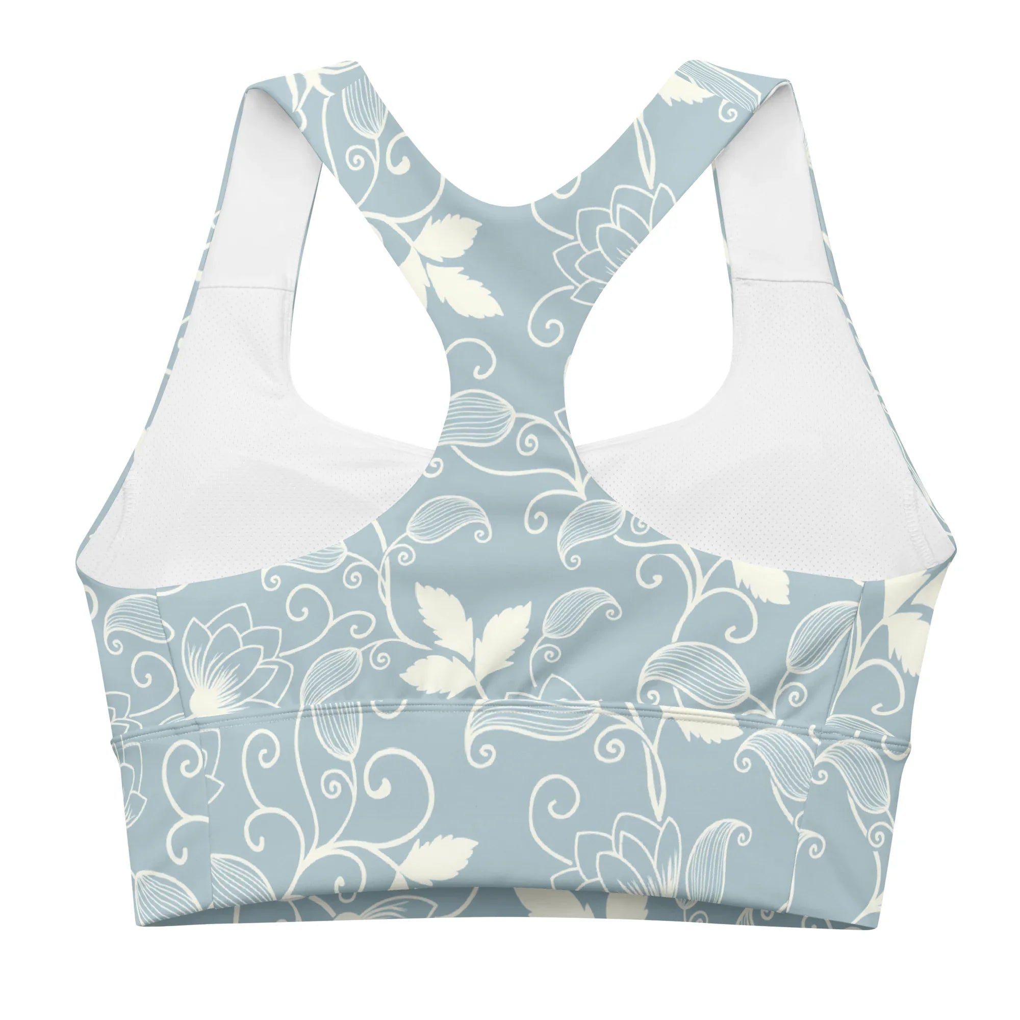 Recycled Longline Sports Bra Sports Bra AwRans Clothing all-over-print-recycled-longline-sports-bra-white-back-67ec4d6e413e7
