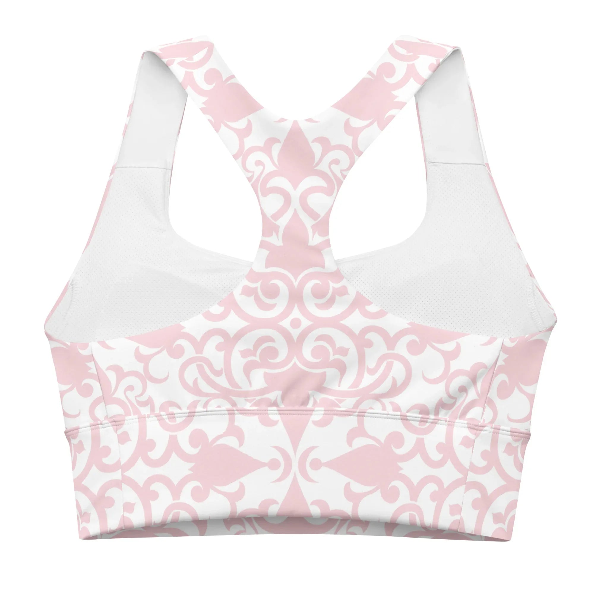 Recycled Longline Sports Bra Sports Bra AwRans Clothing all-over-print-recycled-longline-sports-bra-white-back-67ec59abb7541